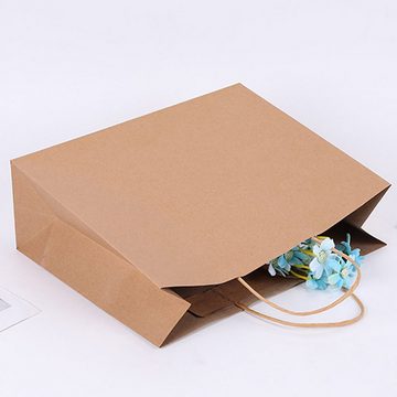 FIDDY Geschenkpapier 12 Stück braune Kraftpapier-Geschenktüten mit Griffen, Party-Geschenktüten, lose Verpackung für Einkäufe und Hochzeits.