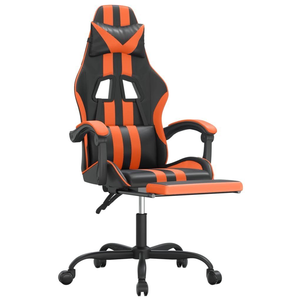 vidaXL Gaming-Stuhl Gaming-Stuhl Schwarz Drehbar Orange | & und St) Schwarz mit (1 Orange Kunstleder Schwarz und Fußstütze Orange