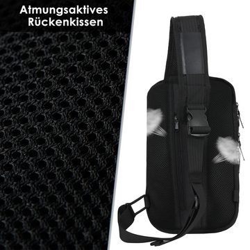 TAN.TOMI Bauchtasche Brusttasche Anti-Diebstahl Sling Bag Herren Kleine Umhängetasche, Wasserdicht Herrentasche mit USB-Ladeanschluss Leichte Riementasche