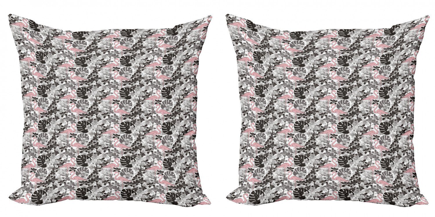 (2 Accent Palm Flamingo Orchid Modern Kissenbezüge Doppelseitiger Stück), Abakuhaus Digitaldruck,