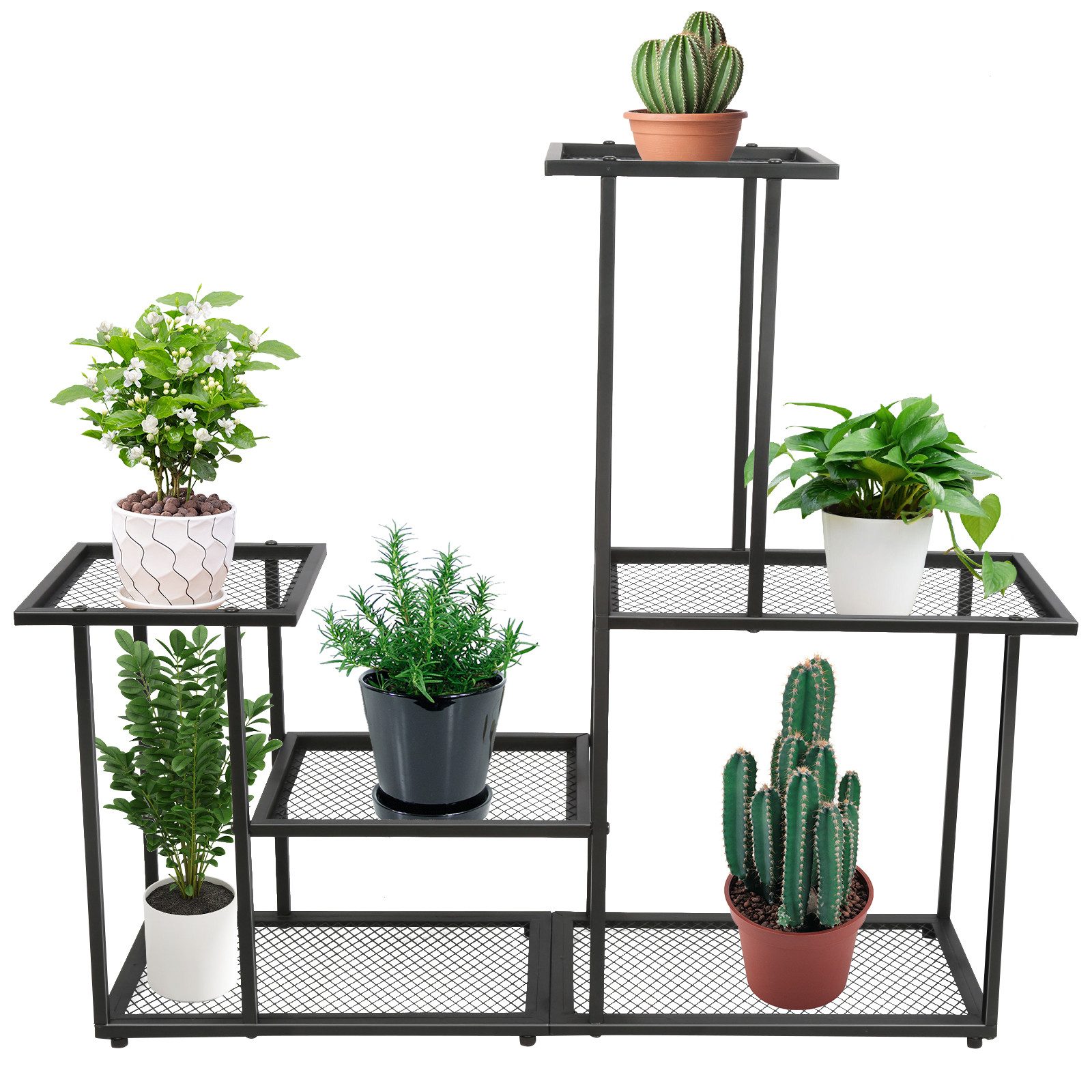 JEOBEST Blumenständer Pflanzenständer Metall Kunststoffe mit 4 Ebenen, Blumenbank Höhe 82cm, für Garten oder Balkon