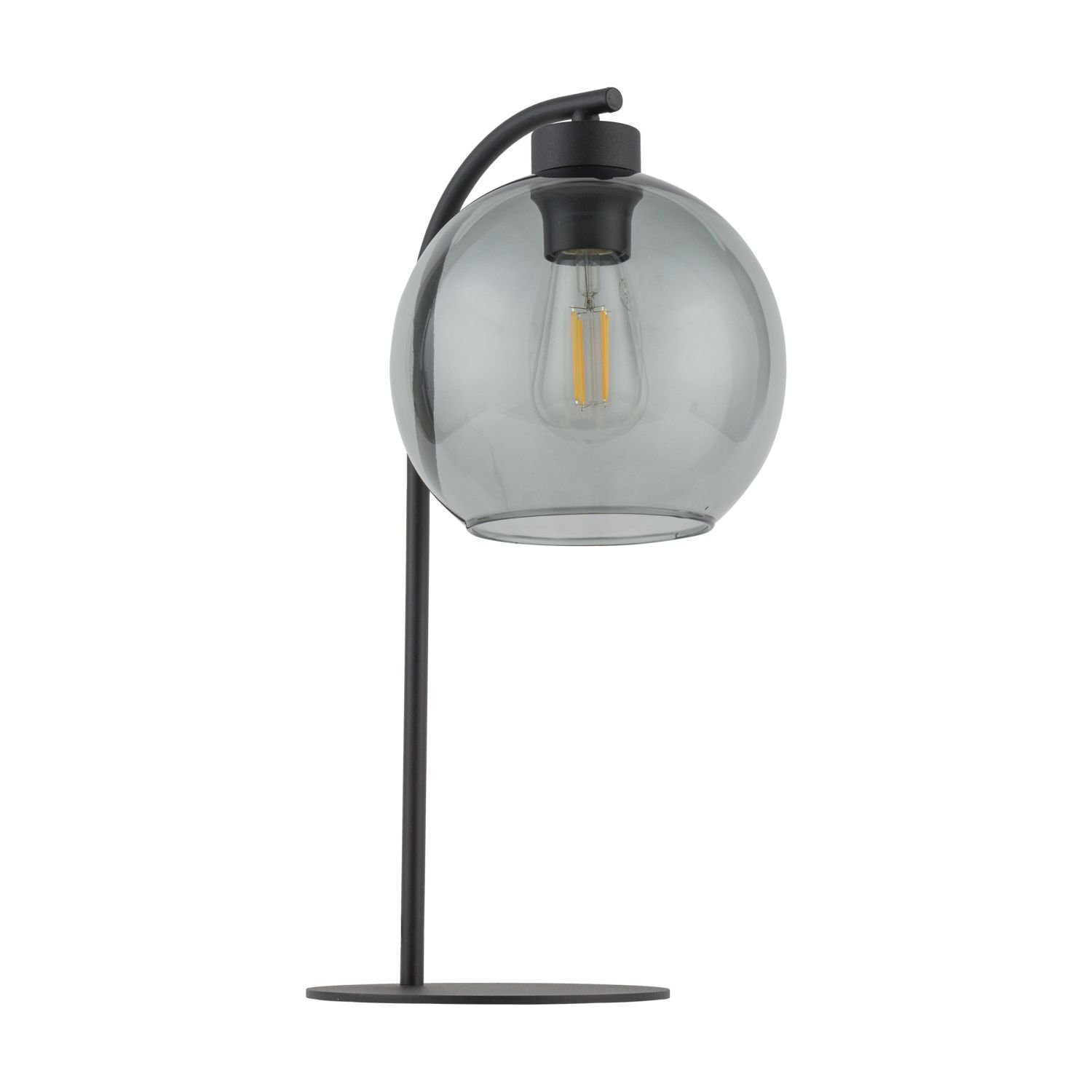 Wohnzimmer Grau Schwarz ohne cm Glas Licht-Erlebnisse Leuchtmittel, Tischleuchte Metall Nachttischlampe KALETE, Tischlampe 46