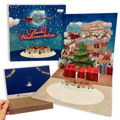 UNIQARD Glückwunschkarte 3D-Weihnachtskarte - Popup Karte 3D Karte - Außergewöhnliche Weihnachtskarten - Geschenkideen, ideal für Gutscheine & Geldgeschenke - Für Kinder & Erwachsene (Tannenbaum)