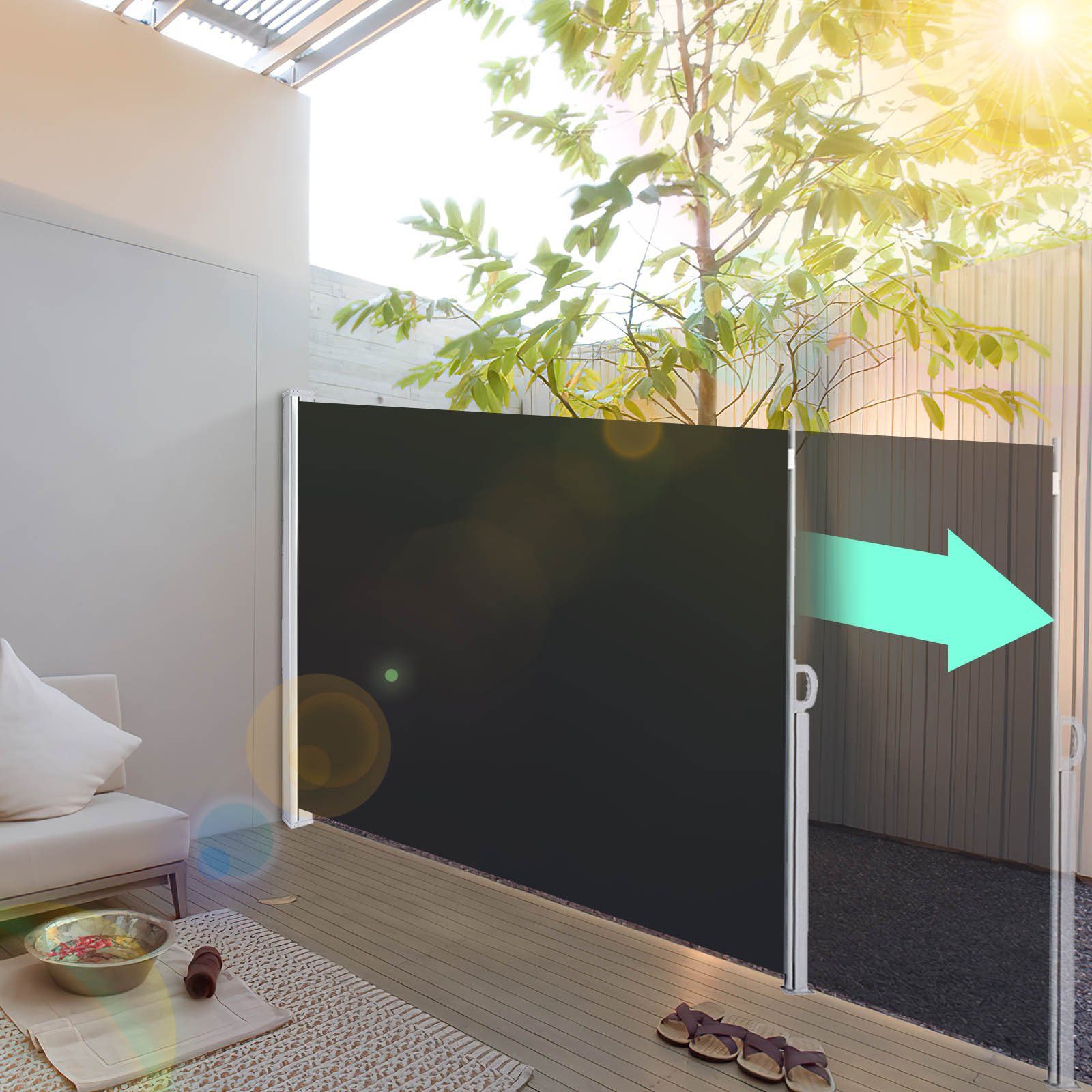 Clanmacy Seitenmarkise Sichtschutz Seitenmarkise Ausziehbar Aluminium Sonnenschutz Windschutz – Bild 5 von 5