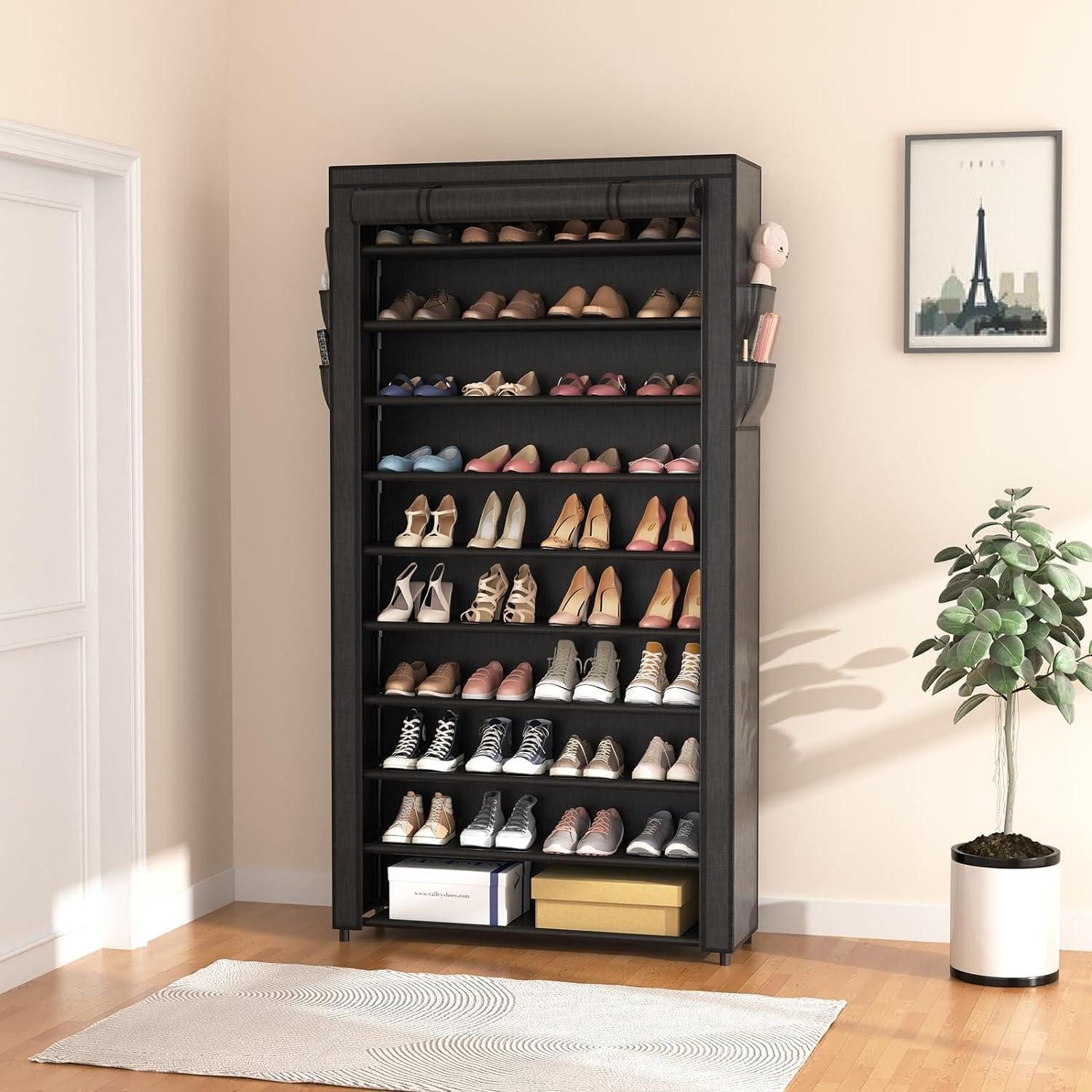 Vicye Schuhabtropfschale Schuhschrank 10 Ebenen Schwarz günstig online kaufen