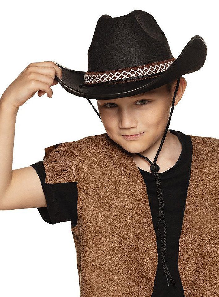 Boland Kostüm Cowboyhut schwarz, Robuster Westernhut passend zum Cowboy Kinderkostüm