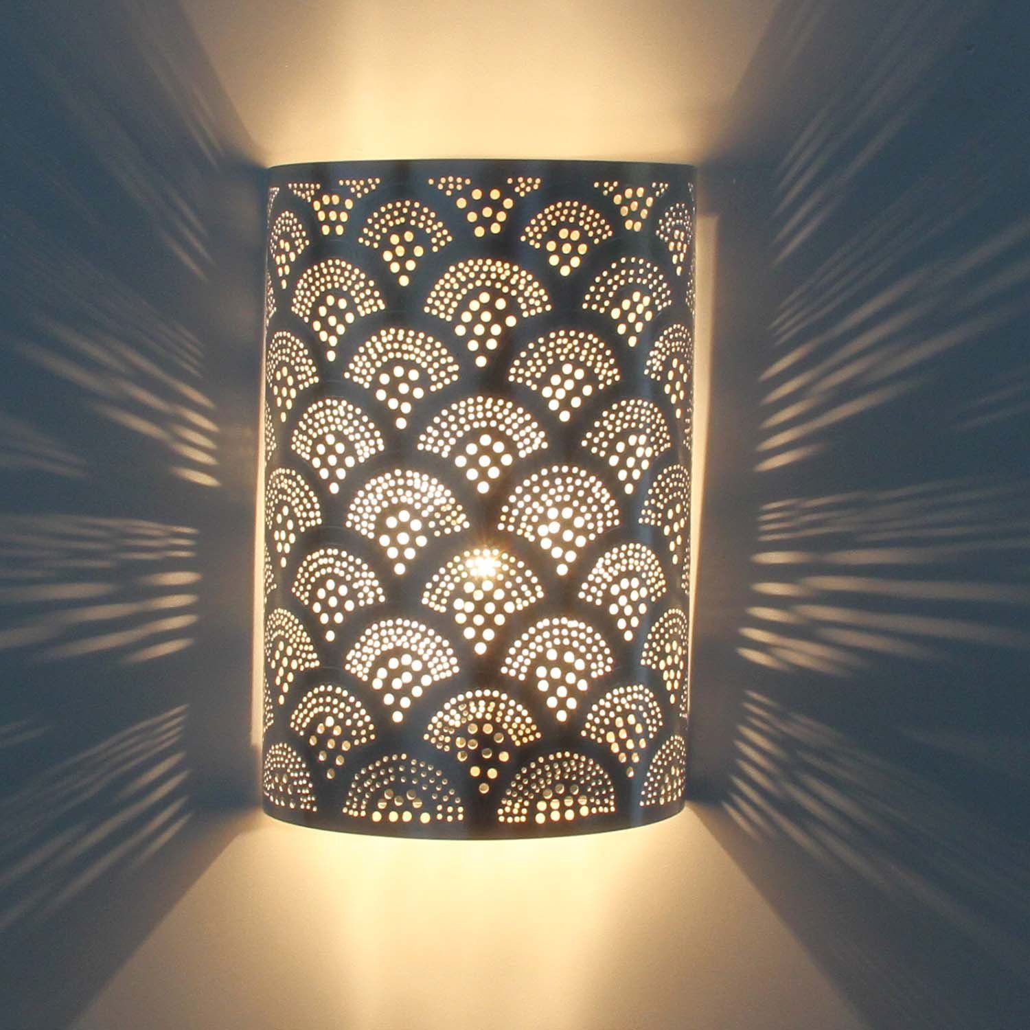 Casa Moro Wandleuchte Orientalische aus Lampe, Wandbeleuchtung 20 cm, 1001 Wandleuchte marokkanische Prachtvolle H30 Wandlampe Aya Metall x Nacht, versilberte AWL1200 B Leuchtmittel, ohne