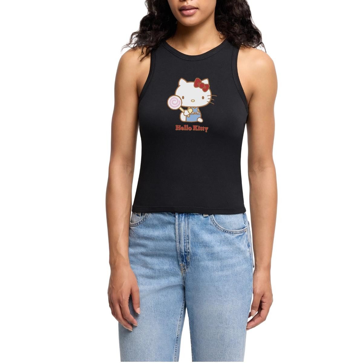 T-Shirt Hello Kitty Mit Lollipop Cropped Frauen Organic Tank Top