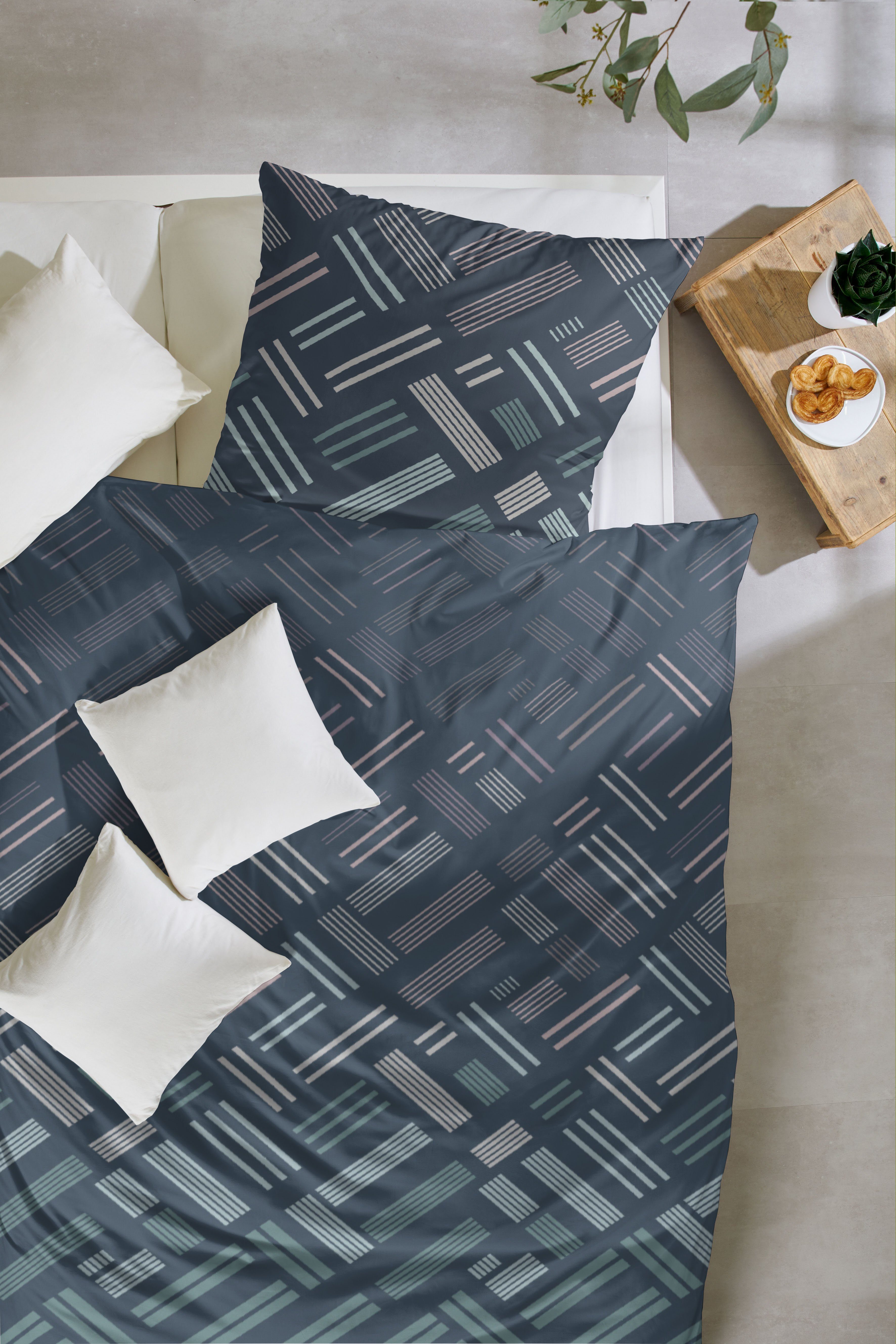 Primera Bettwäsche Satin Bettwäsche "Retro", Mako-Satin, 2 teilig, Mit Kindheitserinernden Tetris strukturen