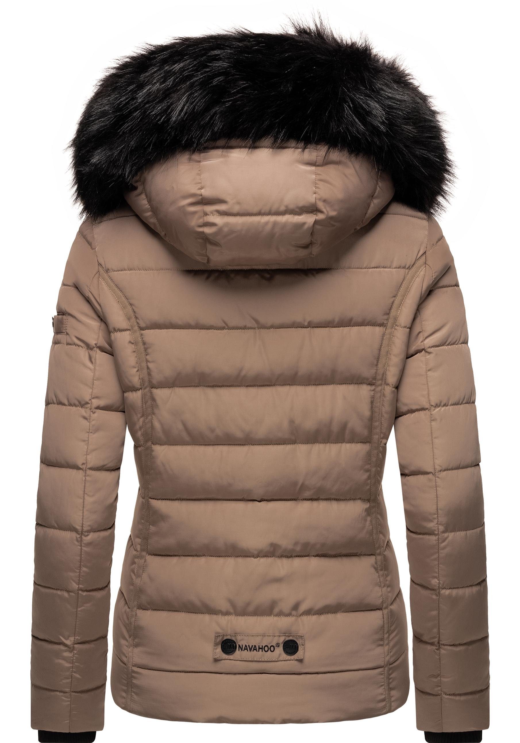 Navahoo Steppjacke Miamor hochwertige Winterjacke m. voluminöser Kunstpelz-Kapuze