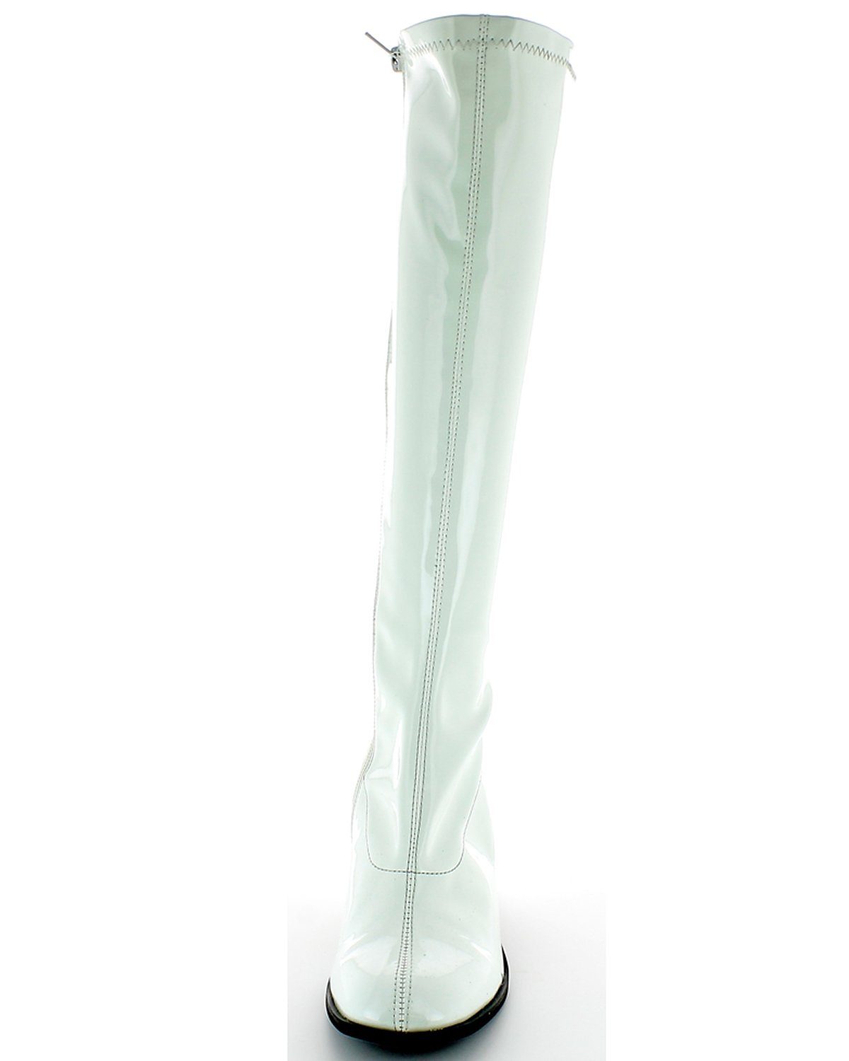 Das Kostümland Gogo Damen Retro Lackstiefel, Weiß Stiefel
