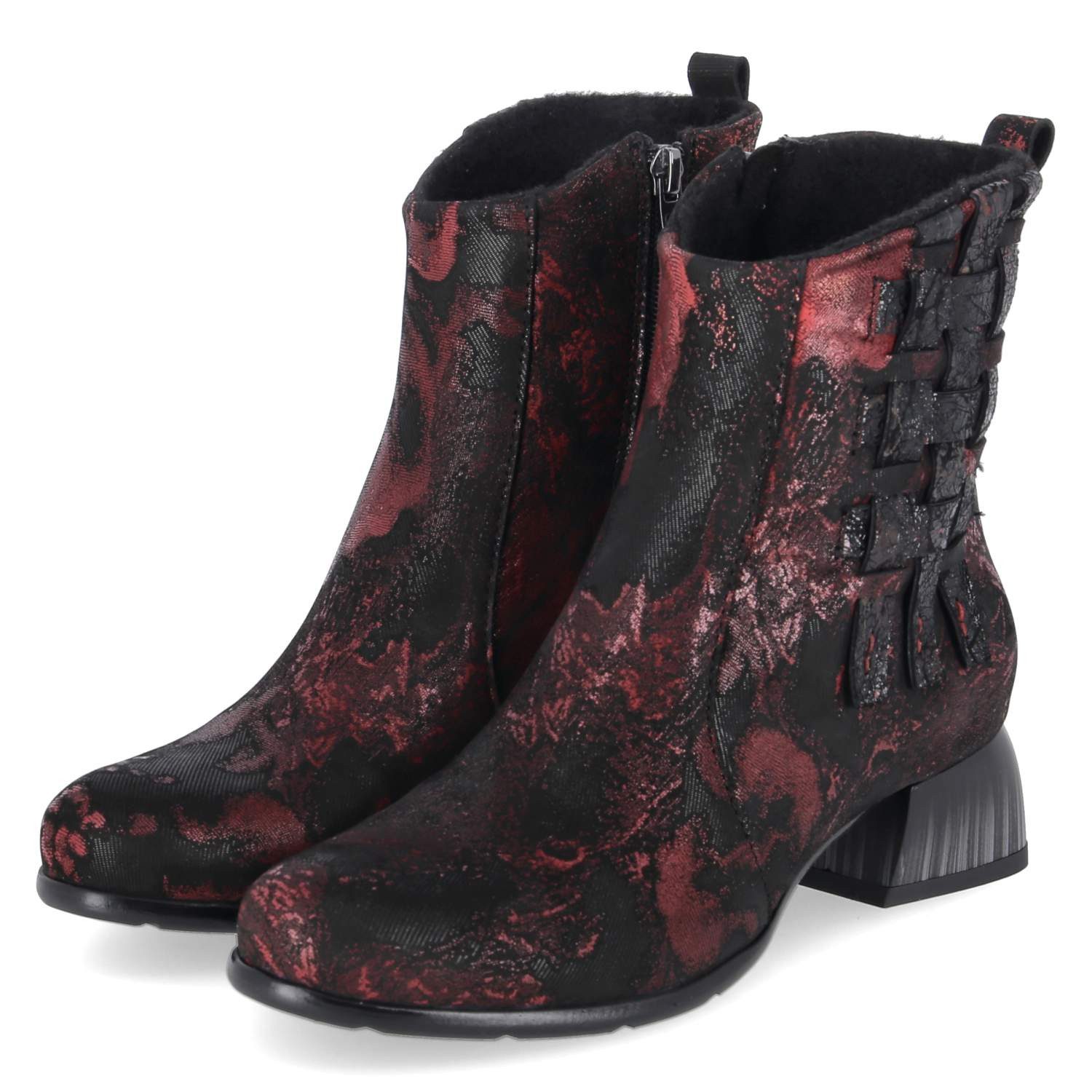 Simen Simen 8490A Weinrot Schwarz Damen Rauleder red Schlupfstiefel
