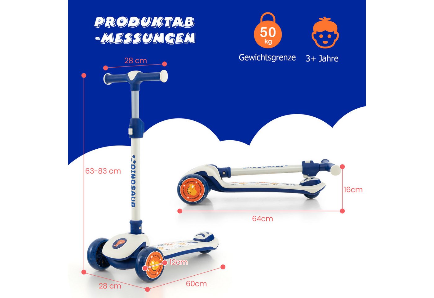 Thumbnail - KOMFOTTEU Scooter, Klappbarer Scooter mit Verstellbarem Lenker