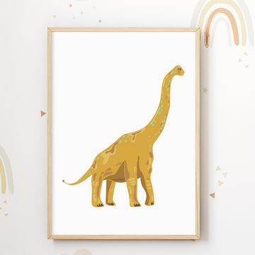 Tigerlino Poster Dinosaurier Bilder 4er Set Kinderzimmer Dino Wandbilder Babyzimmer
