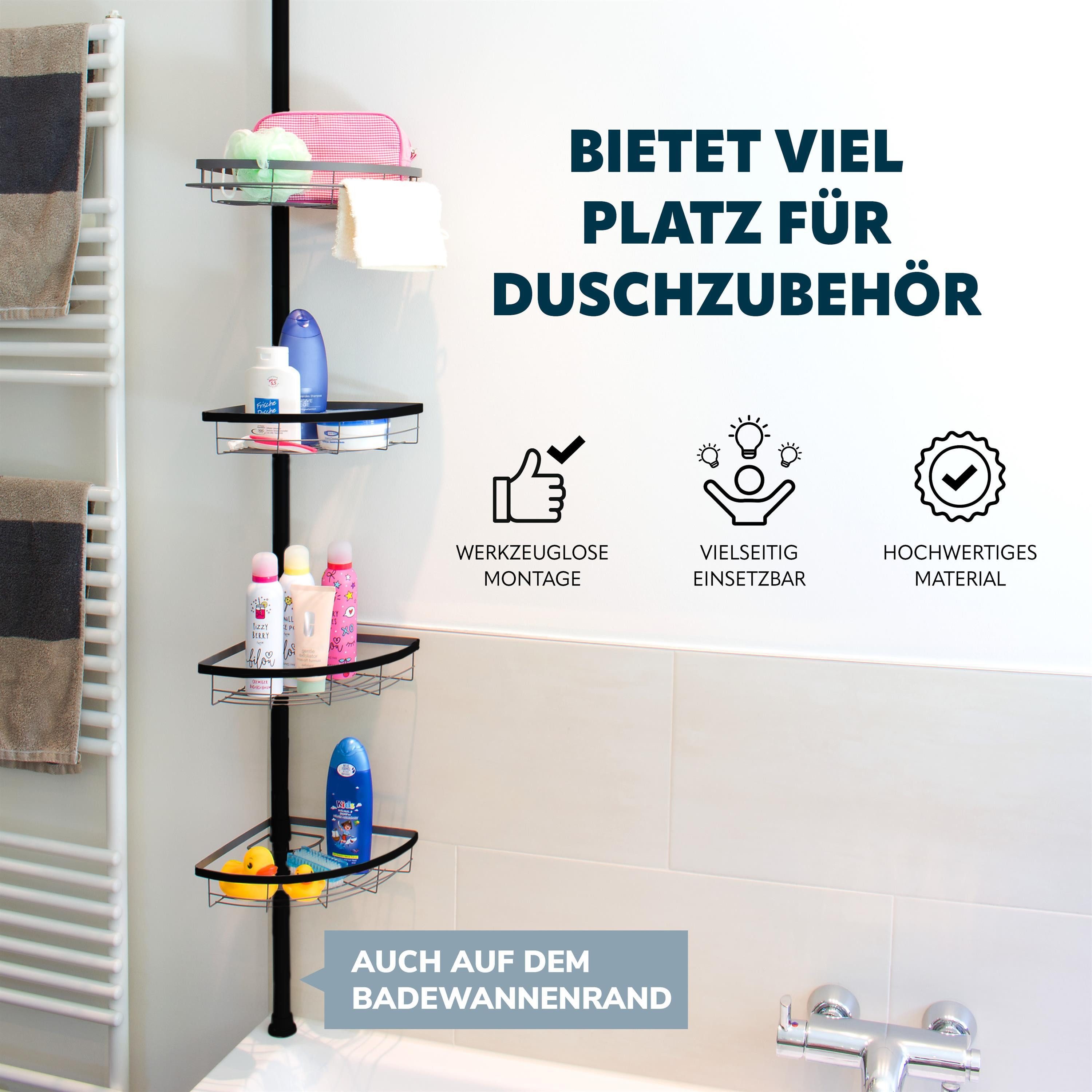 bremermann Teleskopregal Teleskop-Eckregal, 4 Körbe, Stange bis max. ca. 290 cm, schwarz – Bild 4 von 5