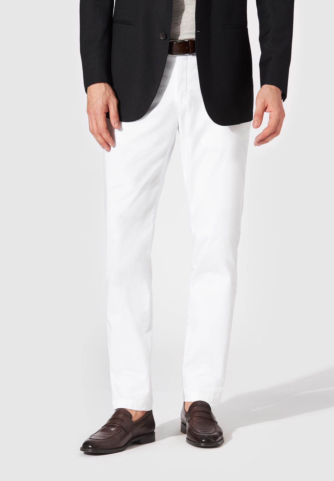 Hiltl Chinos Tilo Business Chino Hose Herren Slim Fit Baumwolle Stretch, weiß, 24 Chino aus Baumwolle mit Stretch, elegante Smart Casual Hose Herren