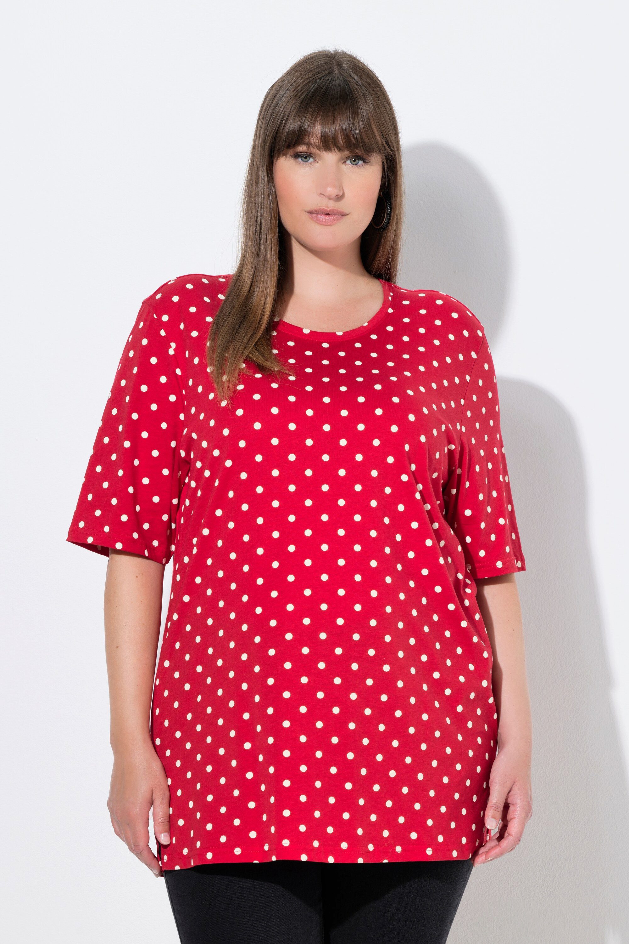Ulla Popken T-Shirt T-Shirt Punkte Relaxed Rundhals Halbarm