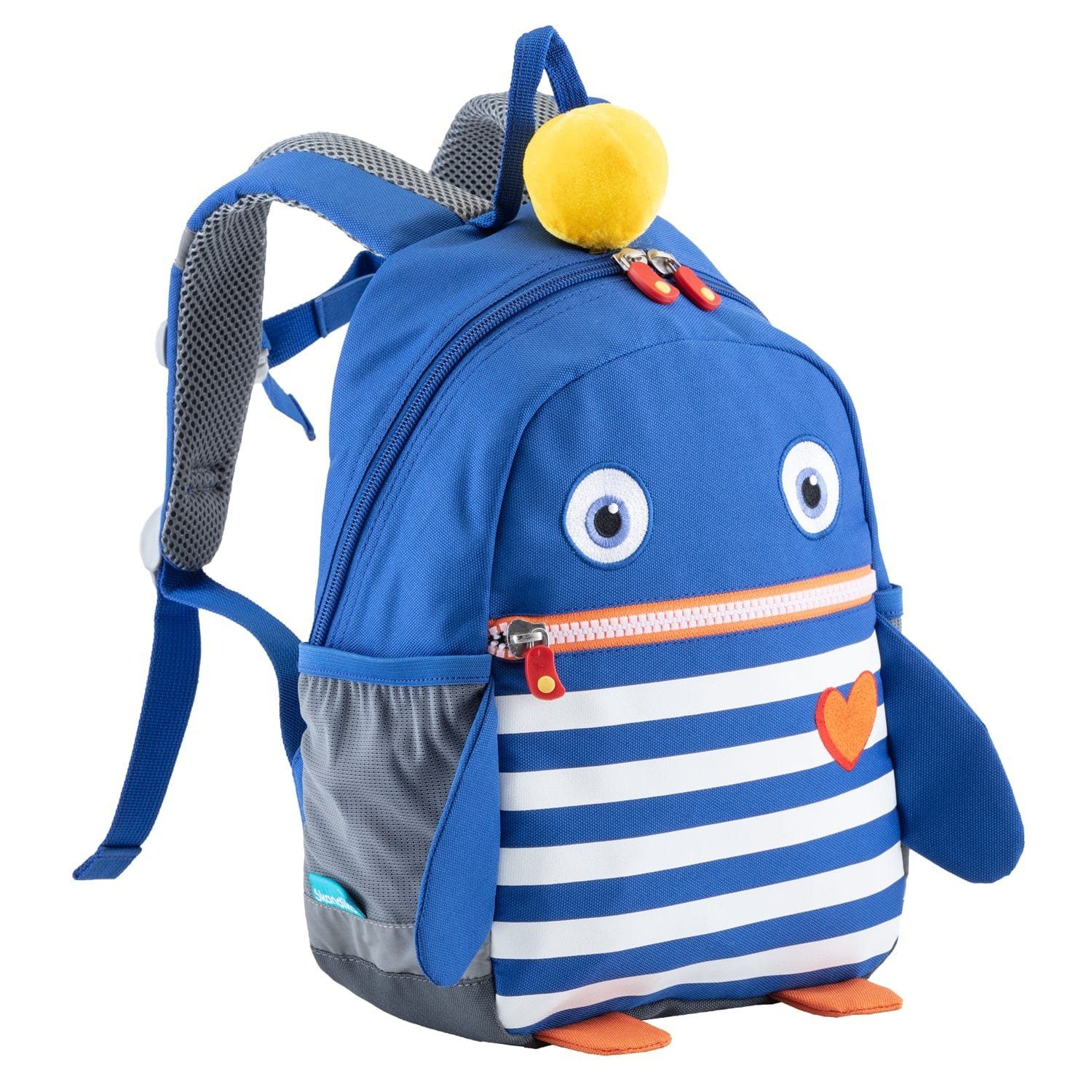 Skandika Kinderrucksack Sorgenfresser, Kinder Rucksack ab 1-5 Jahre für Mädchen und Jungen, 8 L, Namensschild, reflektierende Elemente, Kindergartenrucksack