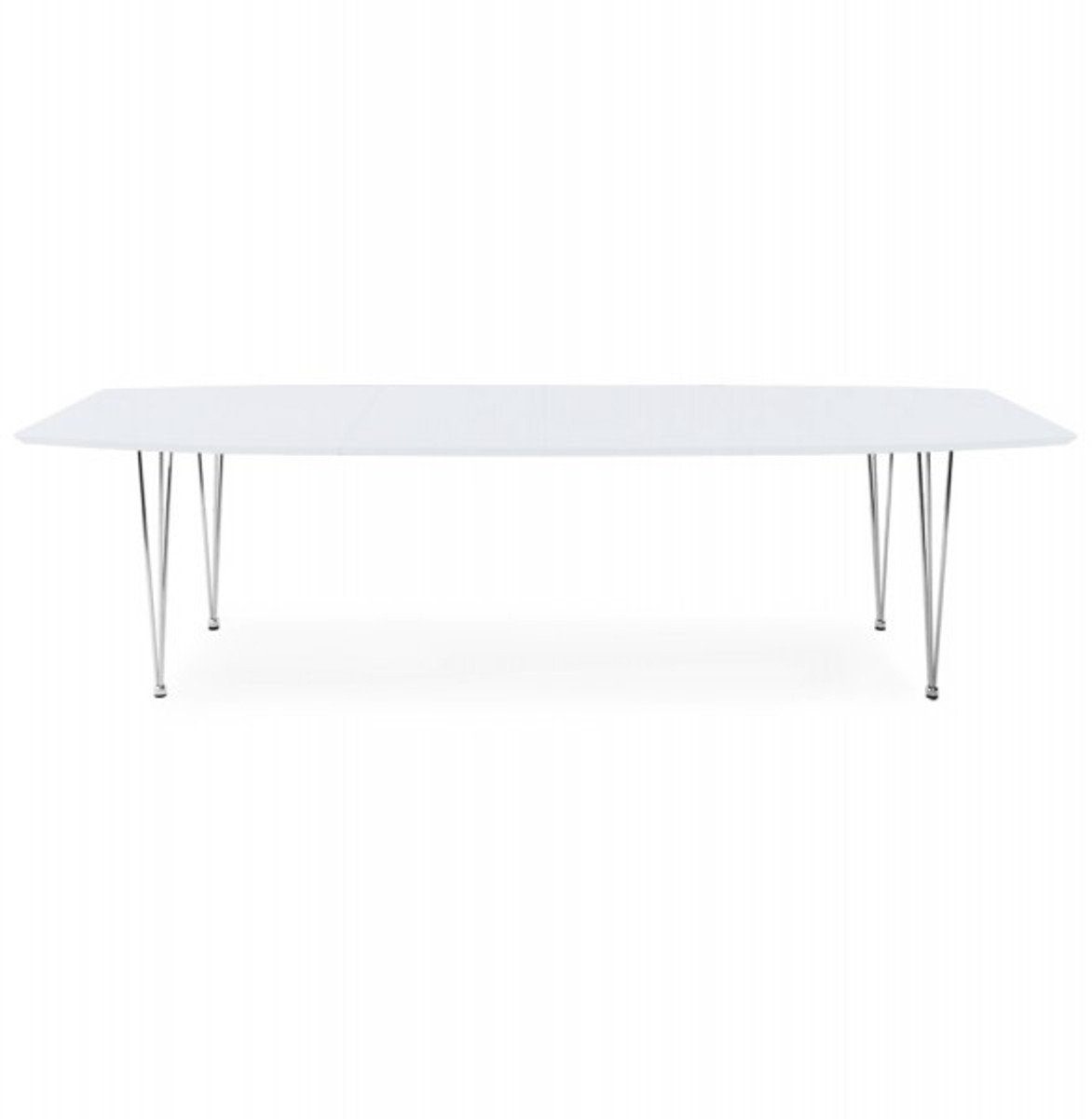 Casa Padrino Beistelltisch Designer Konferenztisch Weiß / Chrom Ausziehbar 170-270 cm - Designer Tisch Esstisch