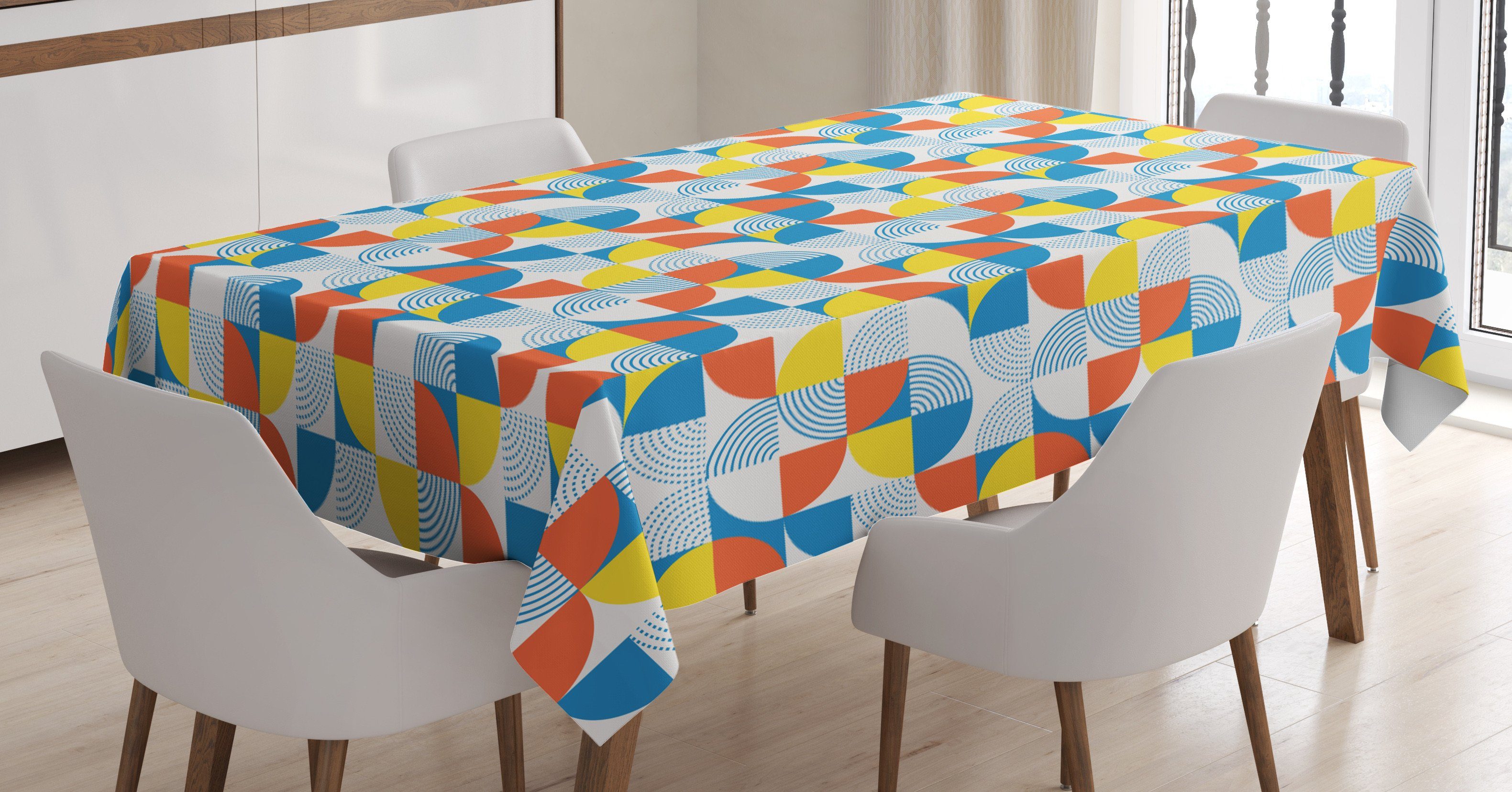 Abakuhaus Tischdecke Farbfest Waschbar Für Bauhaus geeignet Kreisform den Farben, Klare Geometrisch Bereich Außen