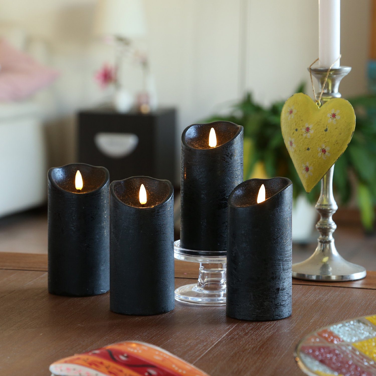 MARELIDA LED-Kerze LED Kerzenset Rustik Optik Echtwachskerzen H: 15cm Timer günstig online kaufen