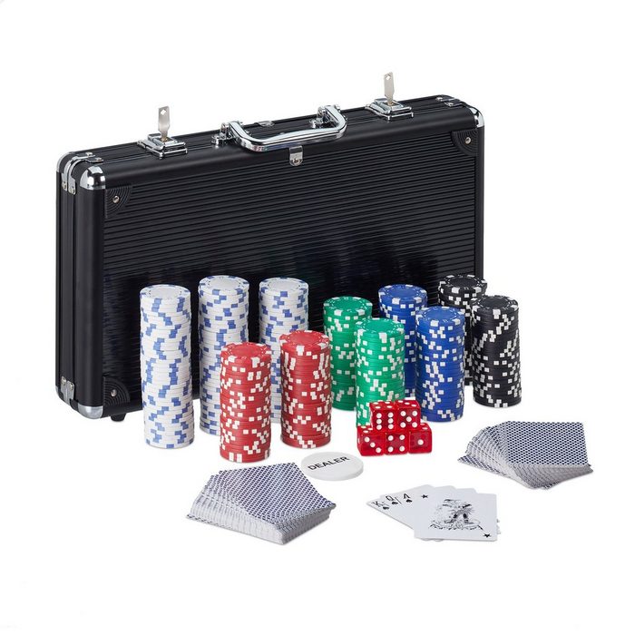 relaxdays Spiel Pokerkoffer mit 300 Chips