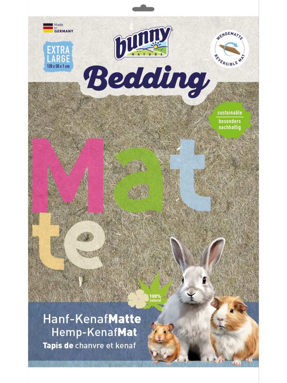 Bunny Kleintierstreu Bunny Nagereinstreu Hanf-Kenaf-Matte Extra Large