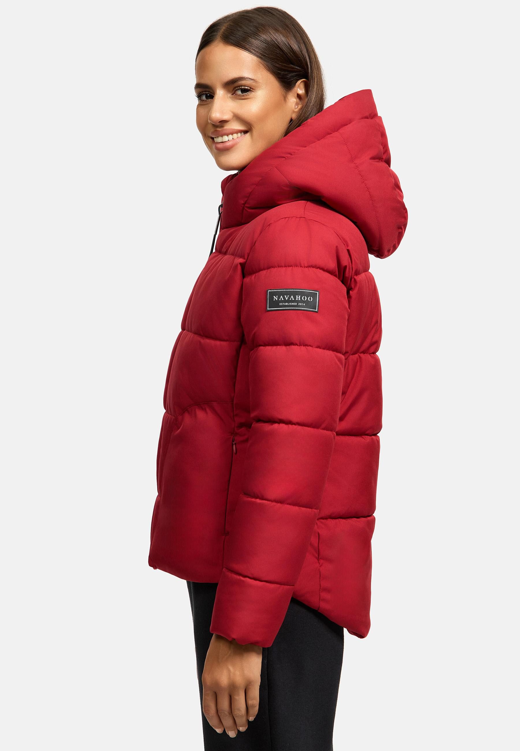 Navahoo Steppjacke Lachperle XIV Kurze gesteppte Damen Winterjacke mit hohem Kragen und Kapuze