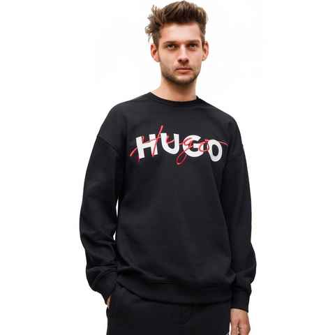 HUGO Sweatshirt Droyko Sweater Hugo Boss Herren Pullover Relaxed-Fit aus Baumwoll-Mix mit Doppelten Logo