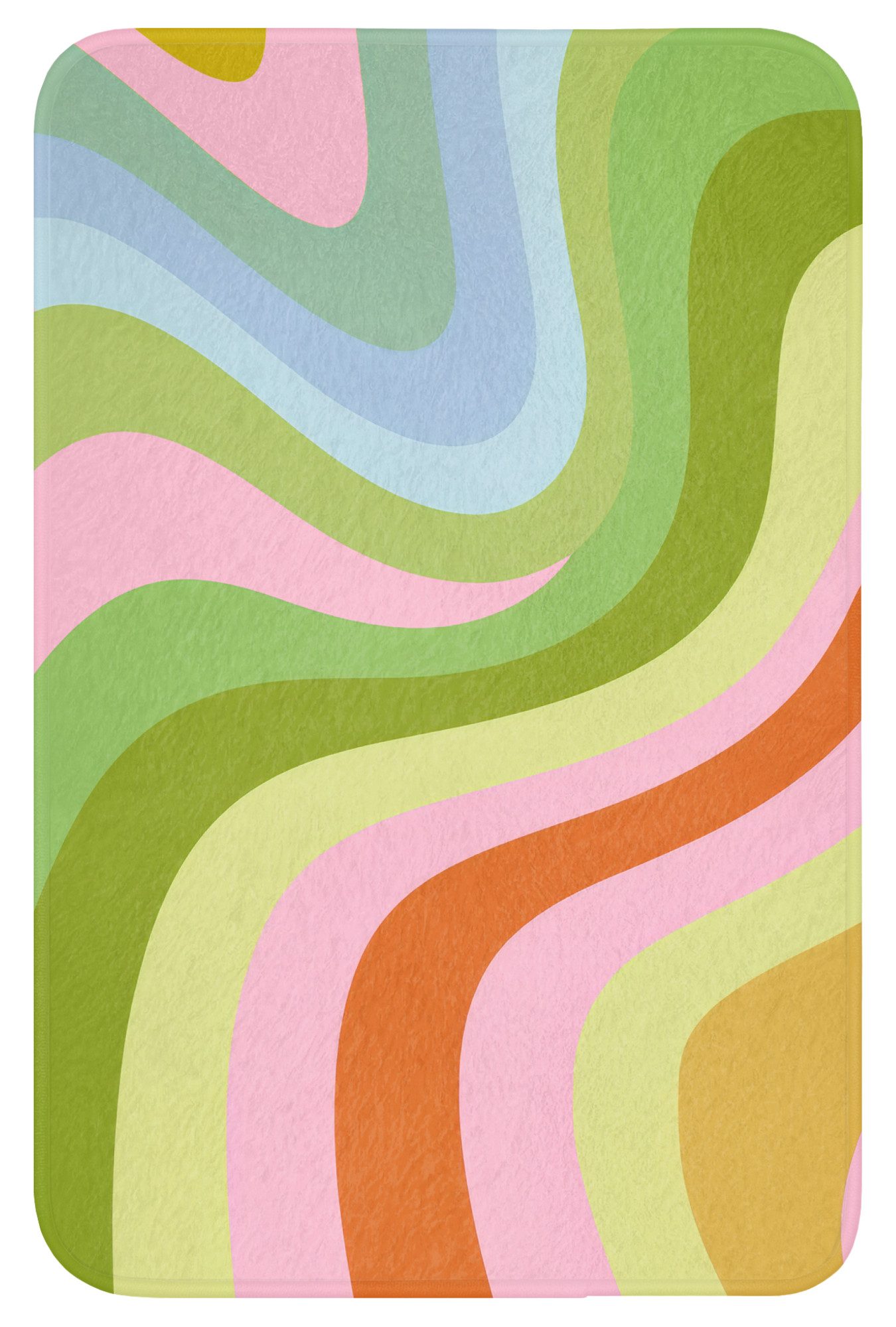 OnlyWow WC-Vorleger Linien - Pastelltöne - Wellenförmig, Höhe 10 mm, Polyester, Rechteckig, WC Teppich, Toilettenvorleger, Toilettenteppich, Badematte 40x60 cm