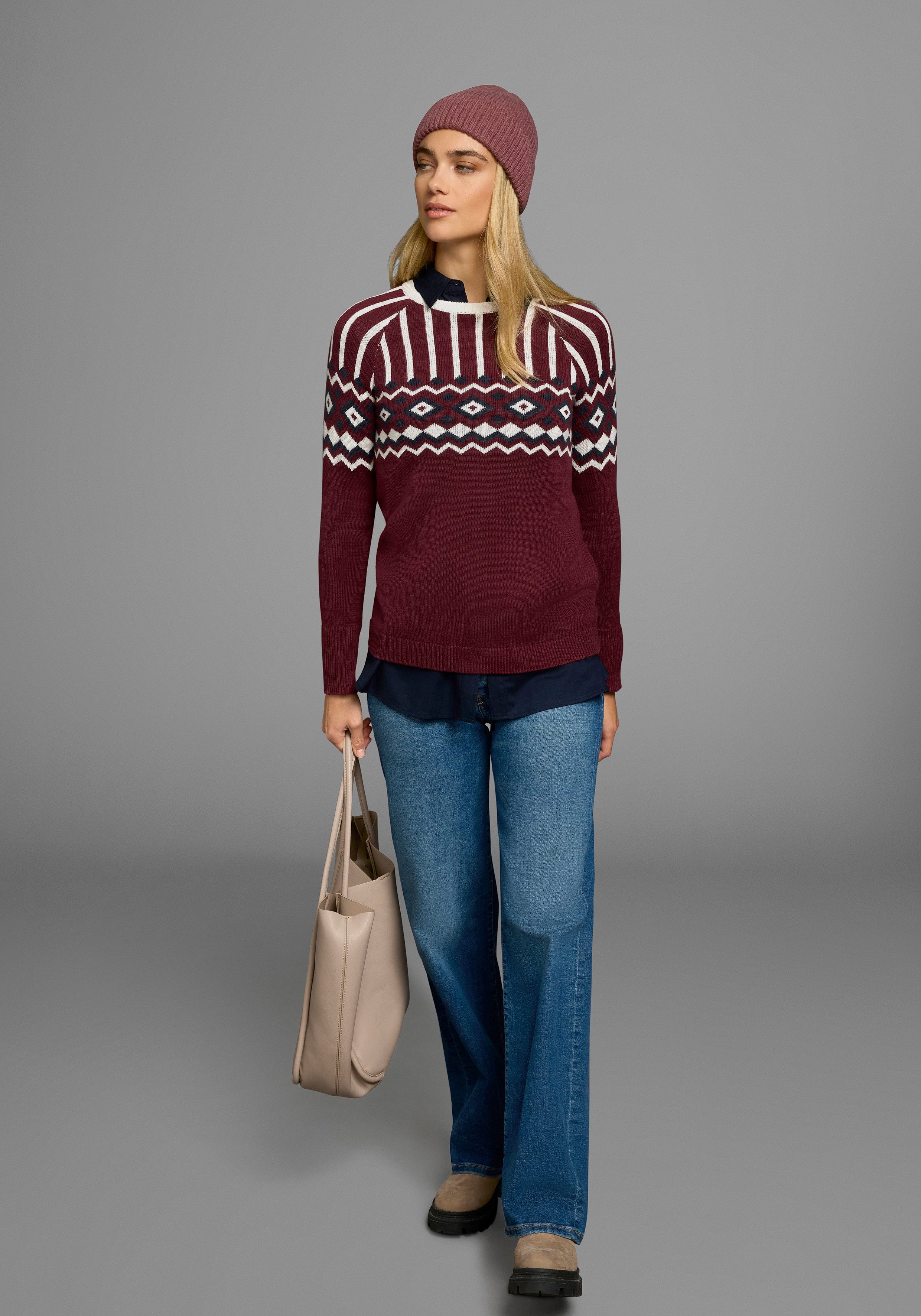 AJC Jacquardpullover mit Norwegermuster in verschiedenen Farbvarianten