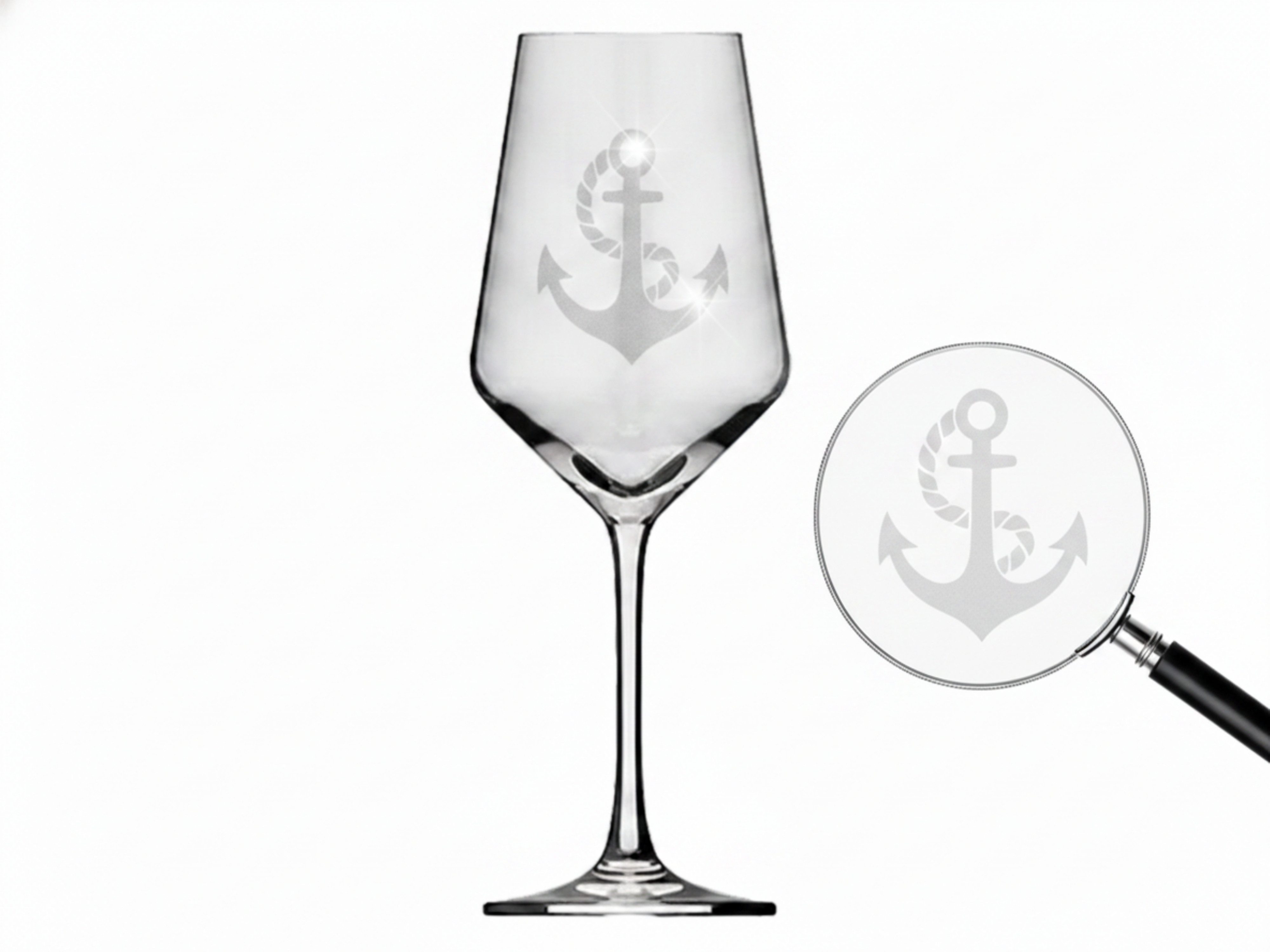 eXODA Weinglas Weinglas Anker Gravur für Segler spülmaschinenfest, 1-tlg., Glas, Atemberaubende Darstellung