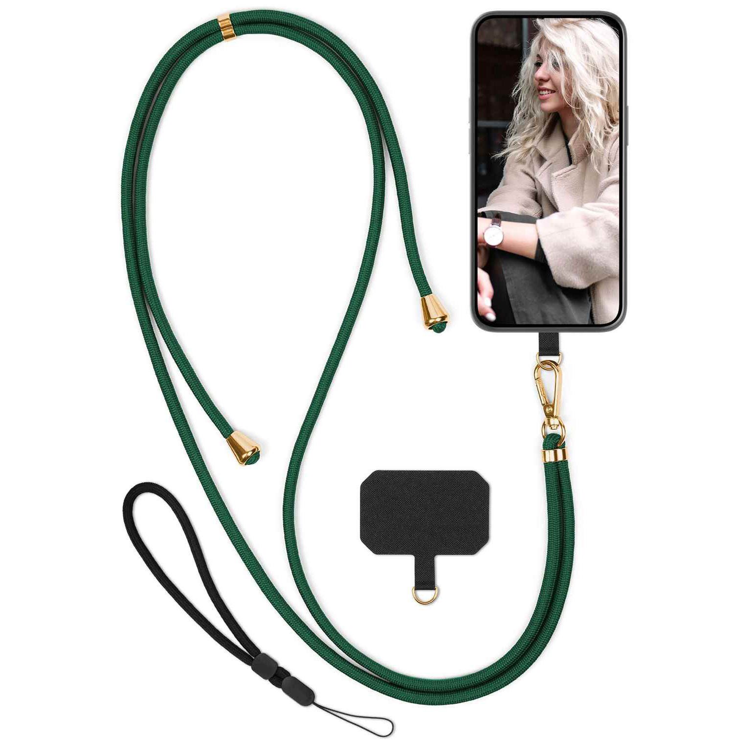 moex Handykette für Motorola Edge 40 Handyband ohne Hülle Unleash Grün 6,55 Zoll, Umhängeband mit Karabiner Handy Kette zum Umhängen Band abnehmbar
