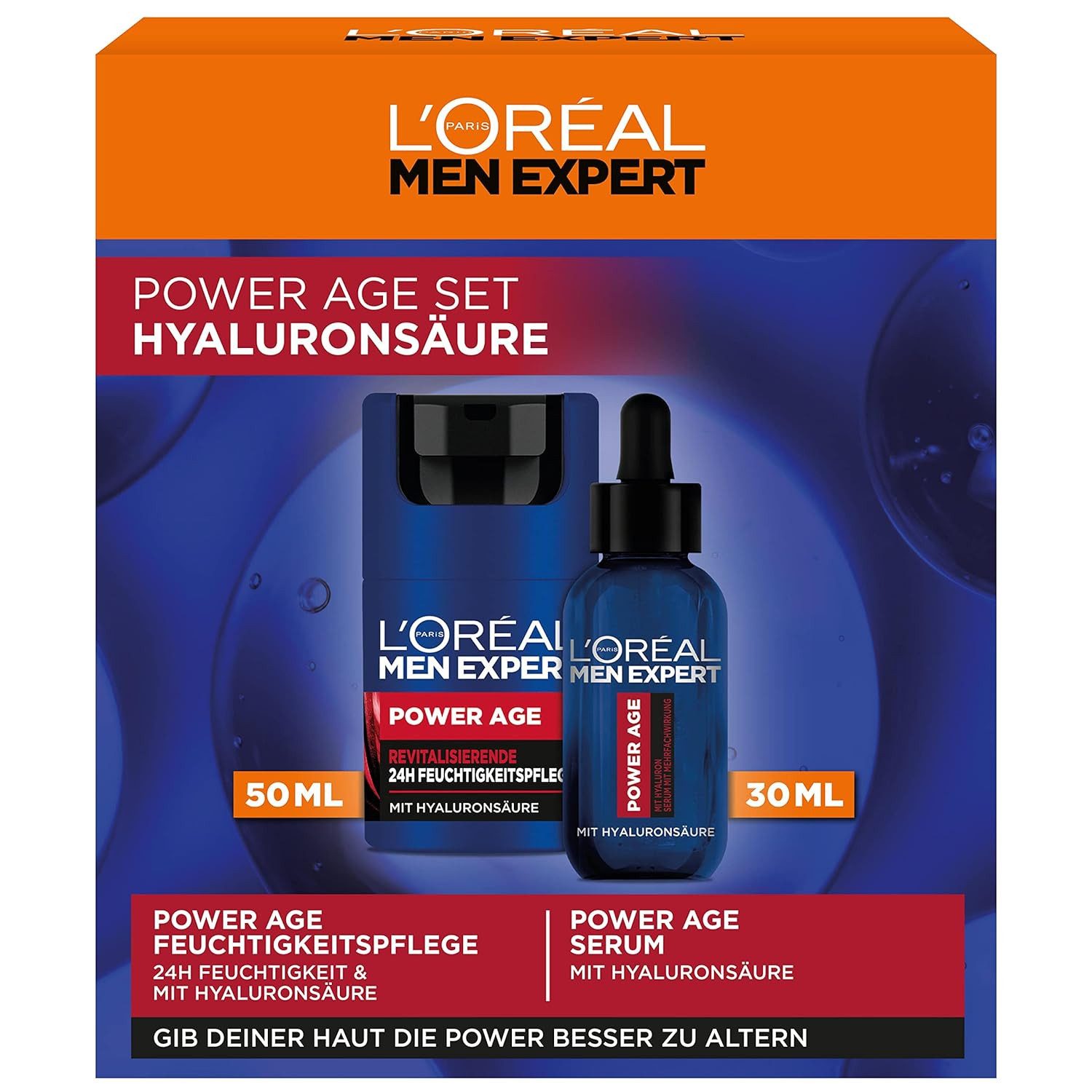 L'ORÉAL PARIS MEN EXPERT Gesichtspflege-Set Power Age - Geschenkset mit Anti-Aging Gesichtscreme und Serum, 1-tlg.