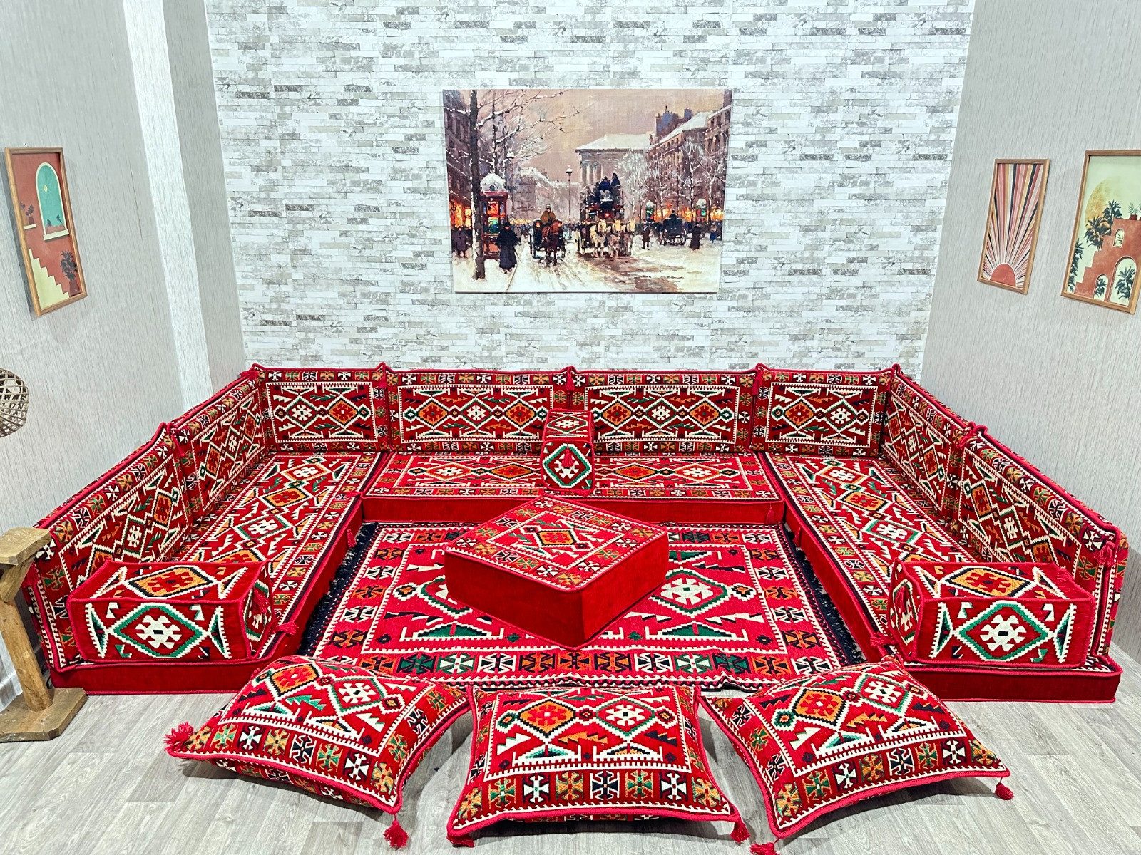 Sofa U-förmige Arabische Ecke Majlis, Orientalisches Sofa, Sitzkissen