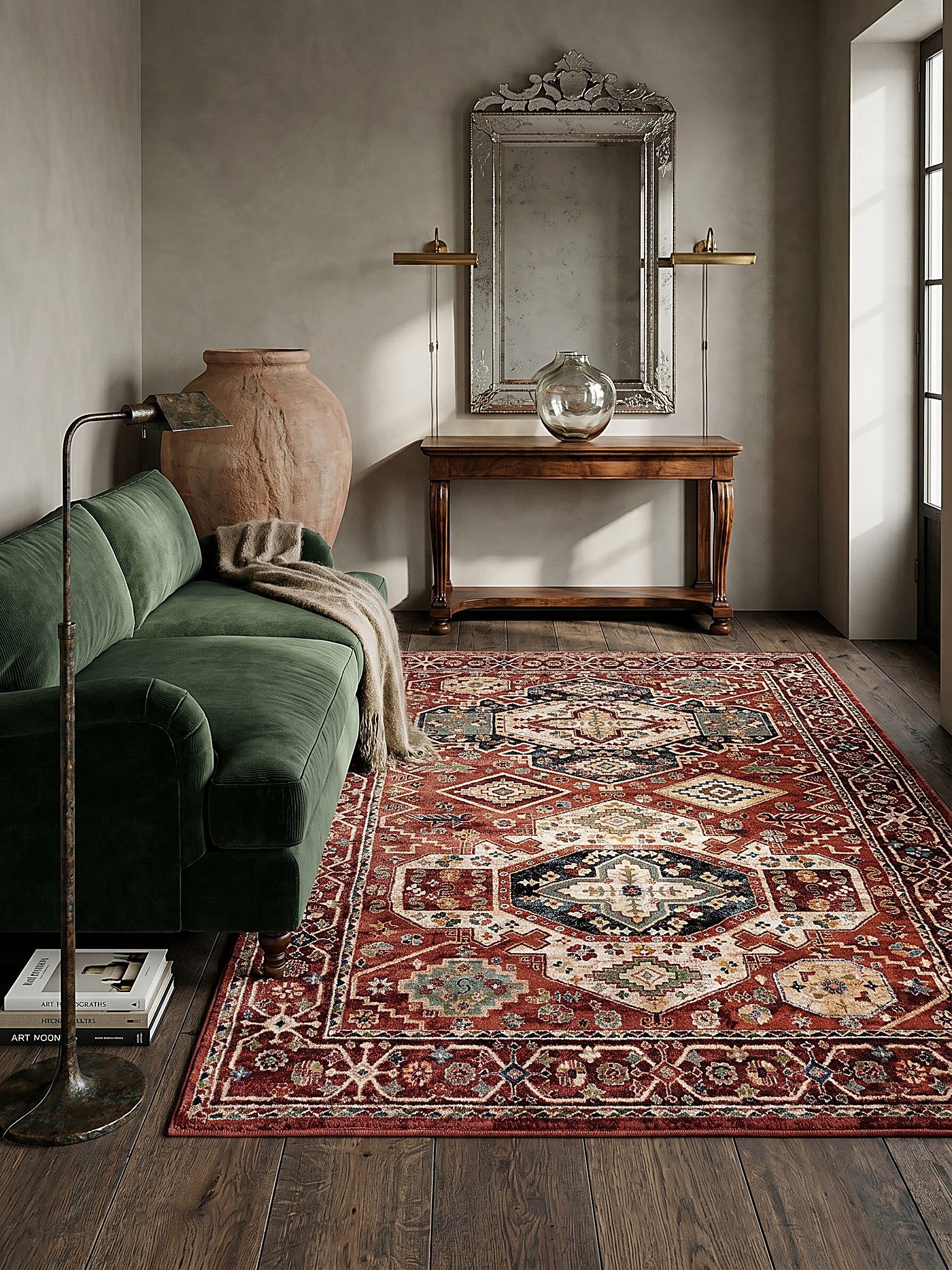 KADIMA DESIGN Teppich GLAZERT Schlafzimmerteppich 80x150 Rot Kurzflor orientalisch, Läufer, Höhe: 16 mm, 100% Polypropylen, 2400 g/m², 12 mm, pflegeleicht, FBH- – Bild 3 von 5