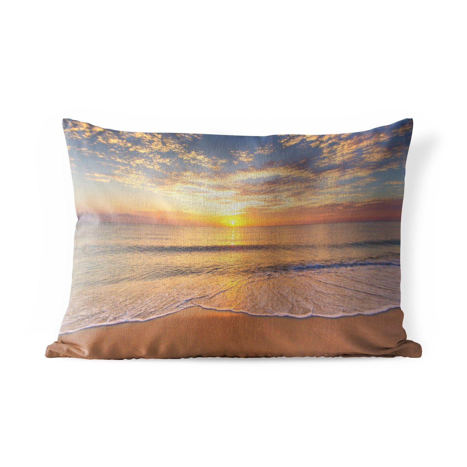 MuchoWow Dekokissen Strand - Sonnenuntergang - Meer, Outdoor-Dekorationskissen, Polyester, Dekokissenbezug, Kissenhülle