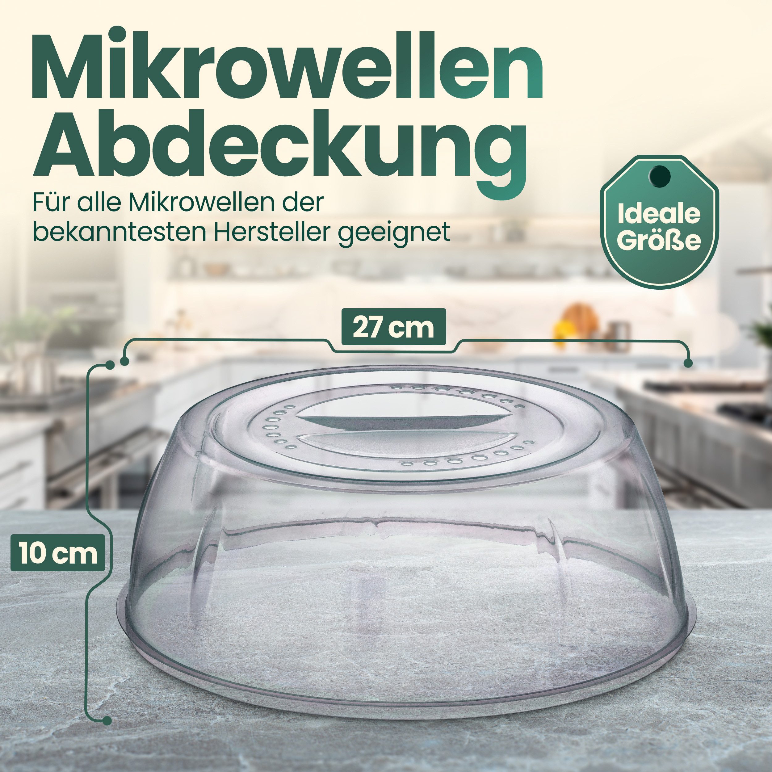 uandu home Mikrowellenbehälter Mikrowellen Abdeckung, Mikrowellengeschirr, Microwellenabdeckungen, (Küche Aufbewahrung & Organisation, Microwellengerät, Abdeckhaube, Microwave Cover, 1-tlg., Ø 27x10 cm)