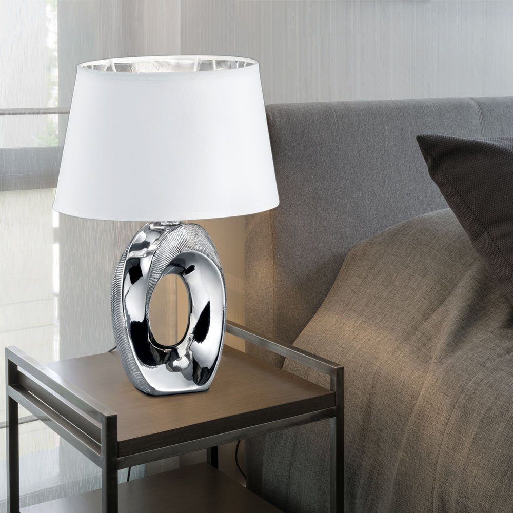 Lampe silber metallic Schlaf Zimmer Design Schreib Tisch Leuchte Stanzungen weiß 