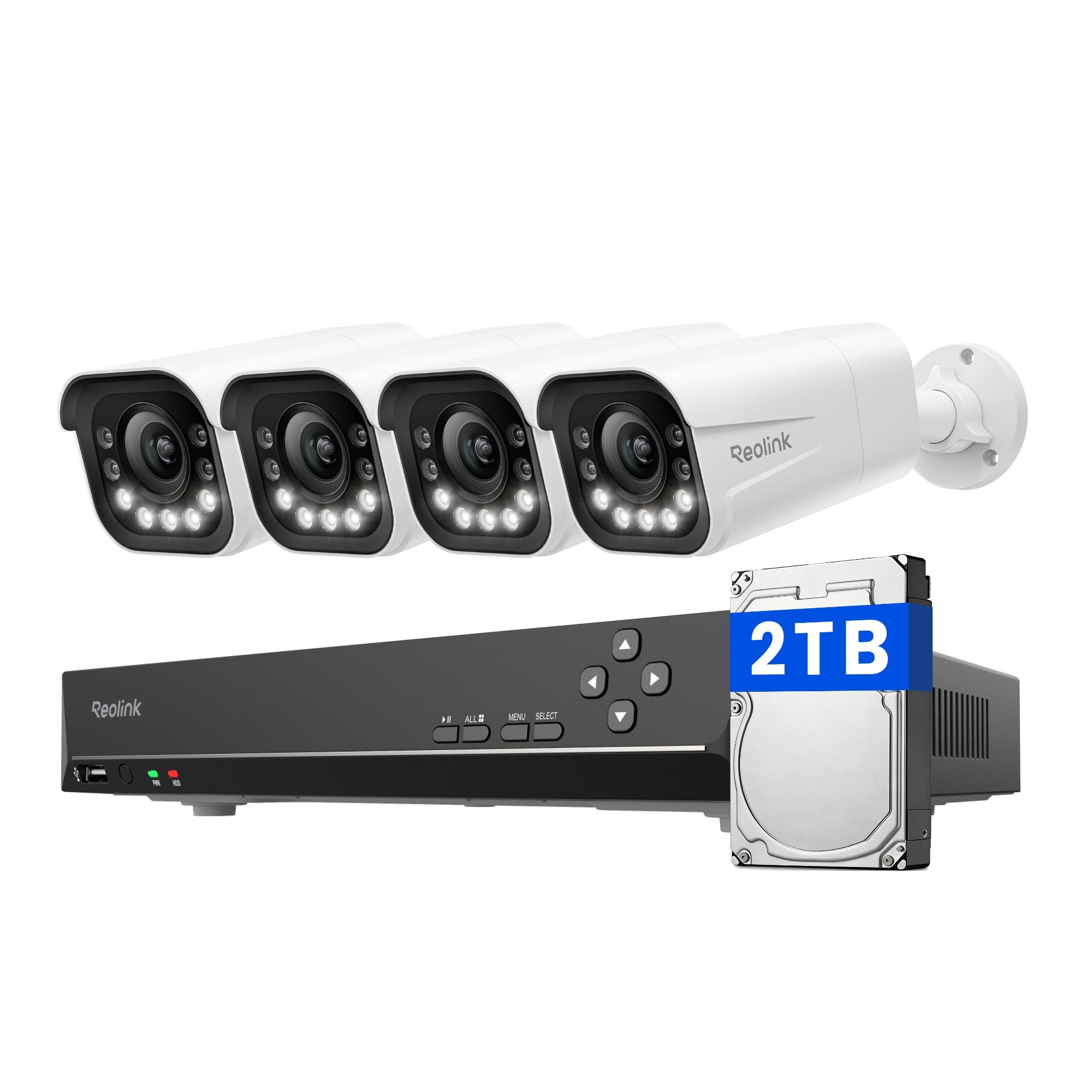 Reolink Überwachungskamera 8MP 4K PoE Sicherheitssystem mit Smart-Erkennung (Innenbereich, Außenbereich, 4X 8MP PoE IP Kamera und 2TB HDD 8CH NVR, 24/7 Videoüberwachung,IP66 Wetterschutz,Personener-Fahrzeugerkennung)