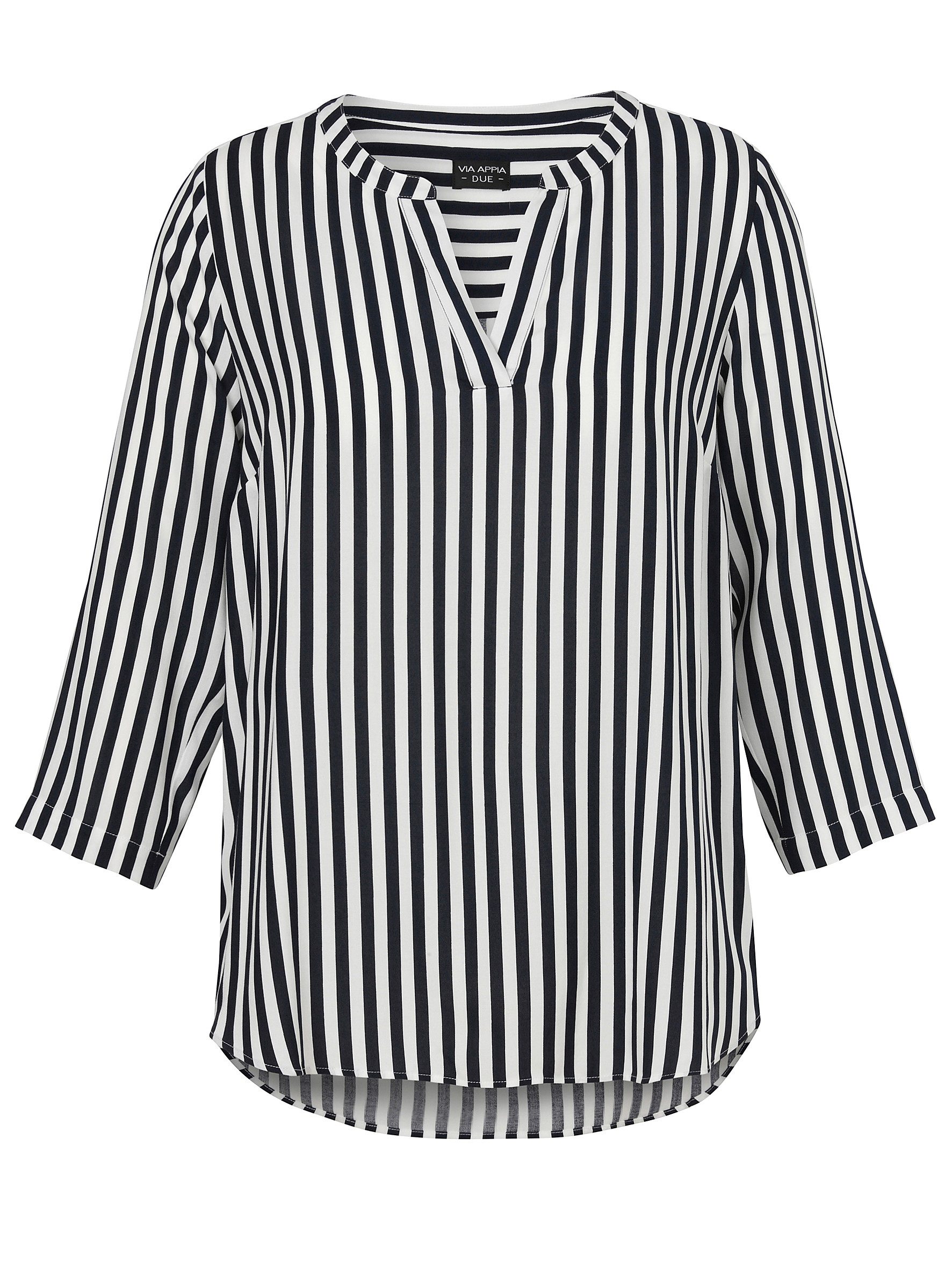 VIA APPIA DUE Klassische Bluse Tunika V-Ausschnitt 3/4 Arm Druck