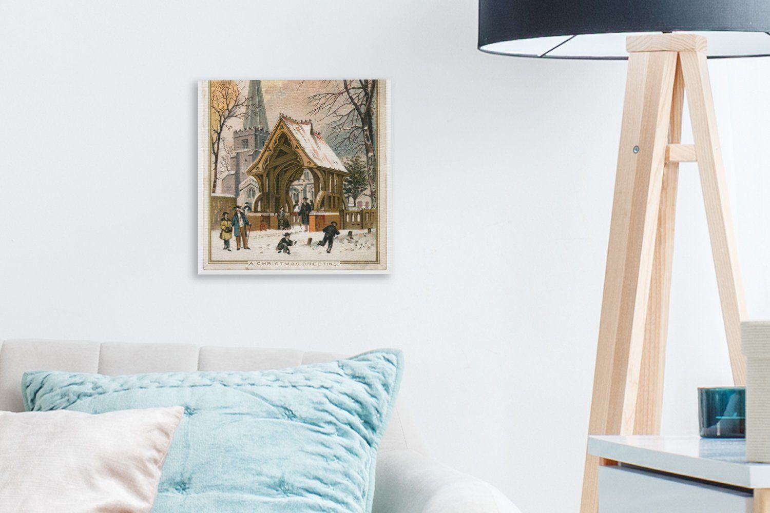 OneMillionCanvasses® Leinwandbild Weihnachten - Winter - Retro, Fotodruck (1 St), Wandbild, Deko Schlafzimmer Wohnzimmer Flur 20x20 cm