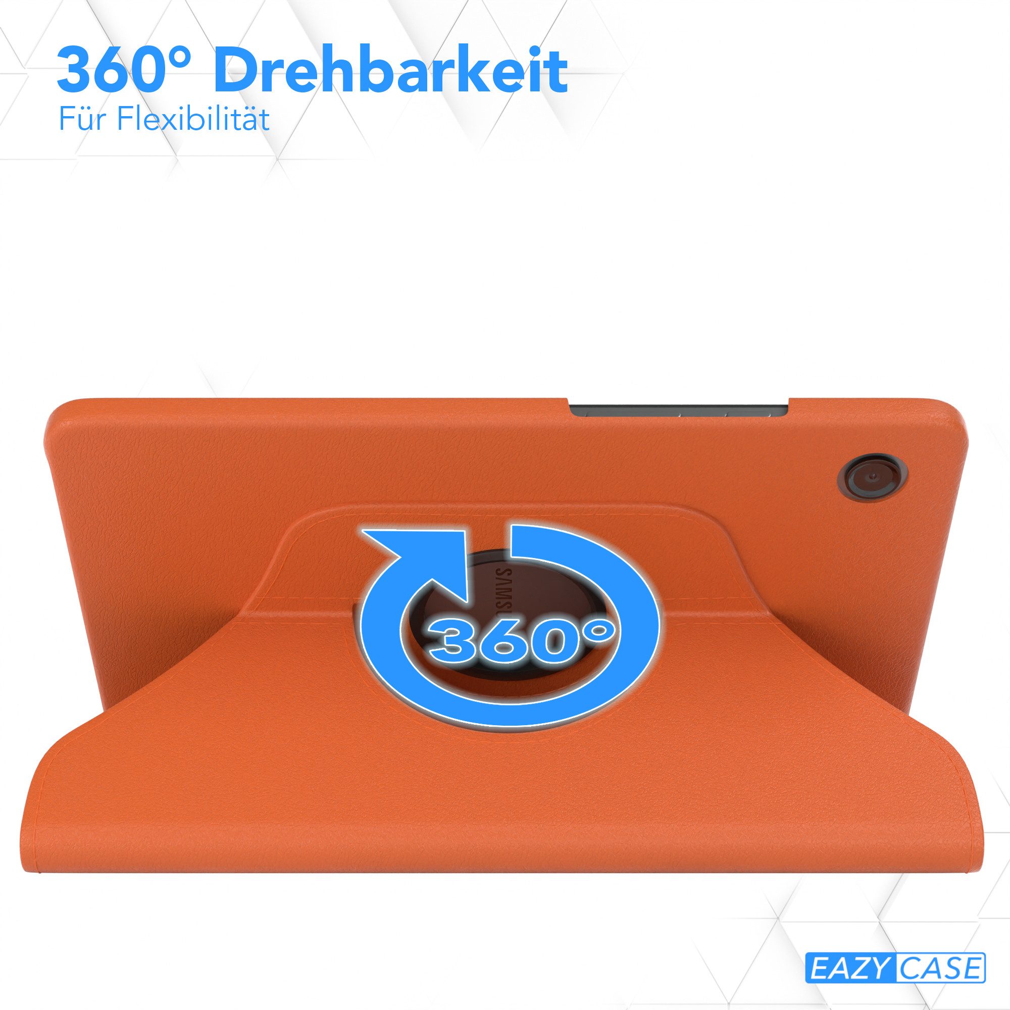 EAZY CASE Tablet-Hülle Rotation Case für Galaxy Tab A9 Rotationcase 8,7 Zoll, Tabletschutz robust magnetisch verstellbar Klappetui mit Deckel Orange