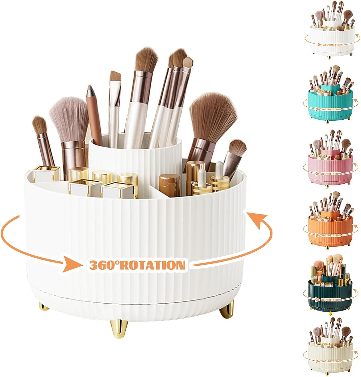 FELIXLEO Küchenorganizer-Set 360° Make up Organizer Pinselhalter 5 Fächer Kosmetik Aufbew. Weiß, (1-tlg)