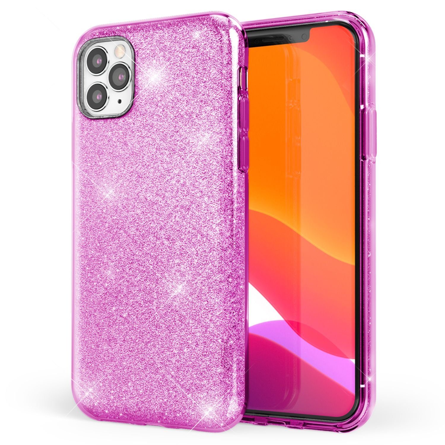Nalia Smartphone-Hülle Apple iPhone 11 Pro 14,7 cm (5,8 Zoll), Glitzer Silikon Hülle / Glänzender Hybrid Schutz / Stoßfest & Robust