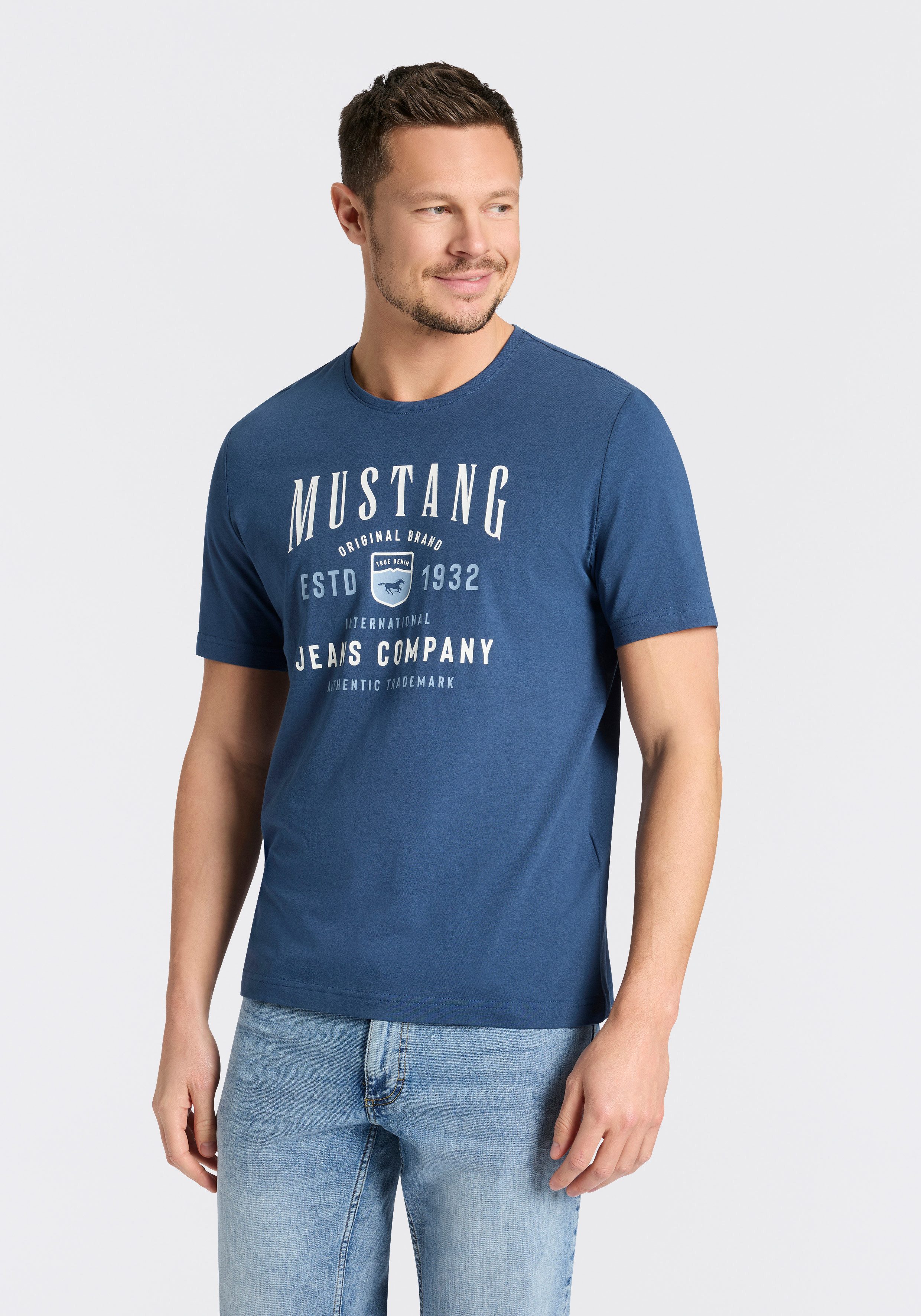 MUSTANG Kurzarmshirt Alex Logoprint kurzarm, mit Logoprint günstig online kaufen