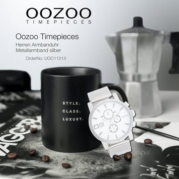 OOZOO Quarzuhr Oozoo Herren Armbanduhr Timepieces Analog, Herrenuhr rund, extra groß (ca. 48mm) Metallarmband, Fashion-Style