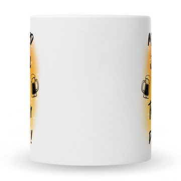GRAVURZEILE Tasse mit Spruch - Man wird ja wohl noch träumen dürfen, Keramik, Farbe: Weiß