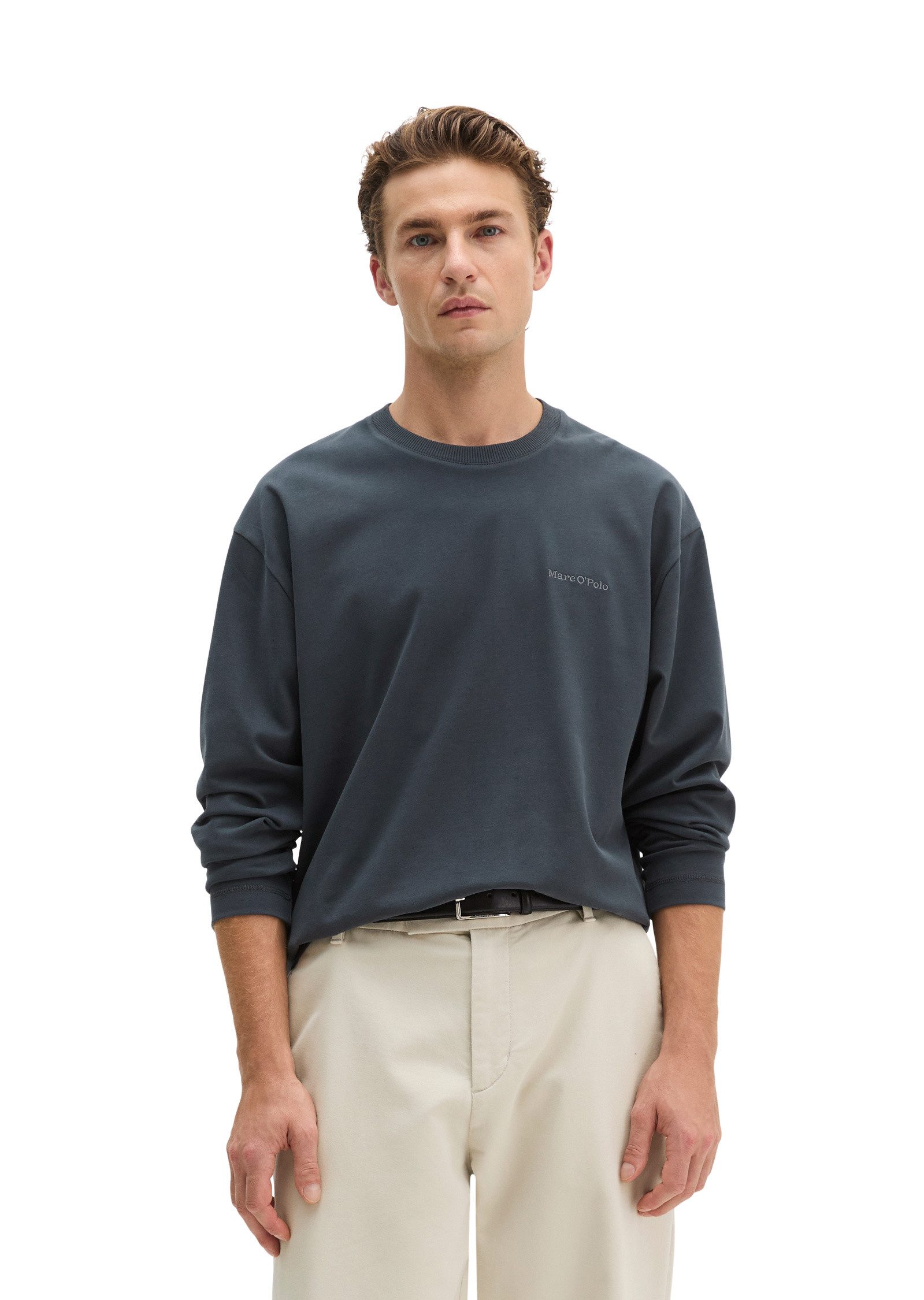 Marc O'Polo Langarmshirt aus schwerem Bio-Baumwoll-Jersey