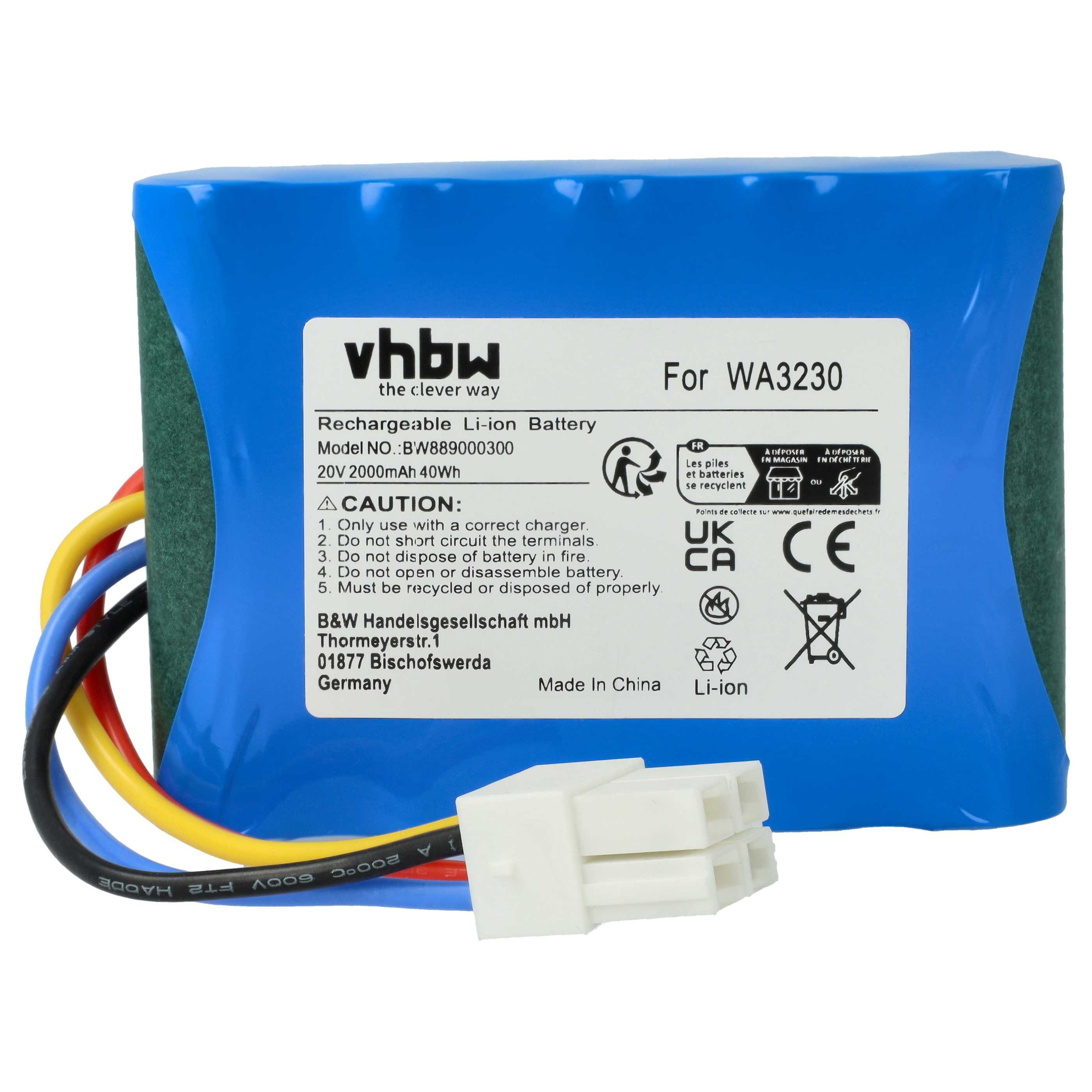 vhbw Akku passend für Landxcape LX790 600M2, LX790, LX795 400M2, LX796, Akku Akku Li-Ion 2000 mAh (20 V, 1 St), Leistungsfähiger Austausch-Akku für Rasenmäher, Wiederaufladbar